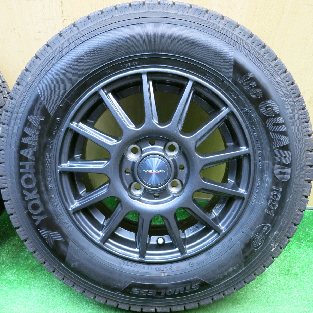 超バリ溝！キレイ！ほぼ10分★スタッドレス 165/80R13 90/88N ヨコハマ アイスガード iG91 VELVA IGOR ヴェルヴァ イゴール 13インチ PCD100/4H★6010308HAス