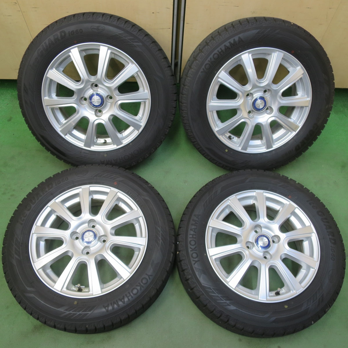 バリ溝！23年！キレイ！9分★スタッドレス 185/65R15 ヨコハマ アイスガード iG60 JENEIGE 社外 アルミ 15インチ PCD100/4H★6041402イス