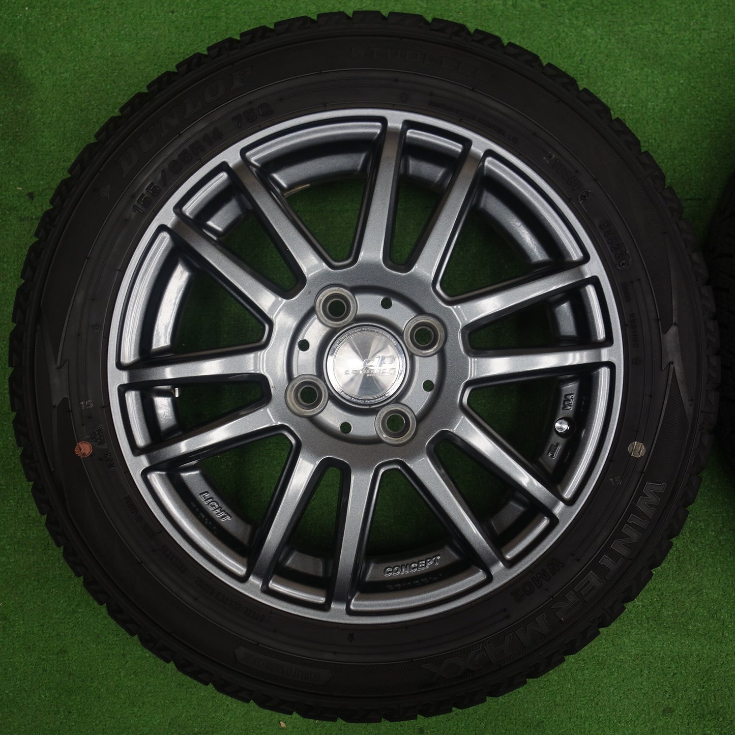 バリ溝！23年！9.5分★スタッドレス 155/65R14 ダンロップ ウインターマックス WM02 dP devotion デボーション 14インチ PCD100/4H★6051601KTス