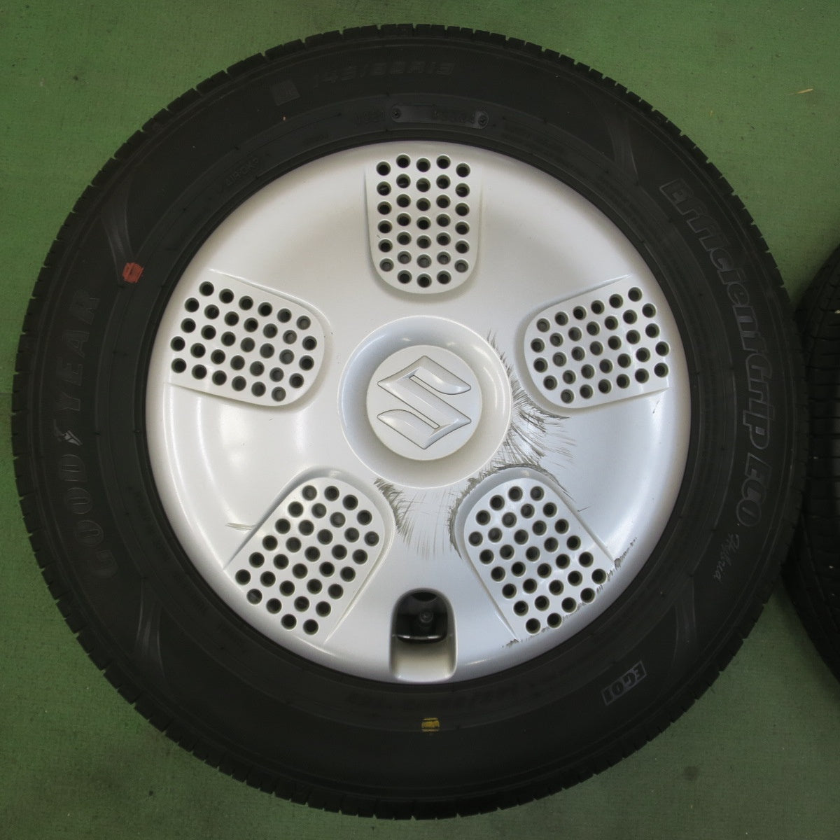 バリ溝！24年！8.5分★スズキ MRワゴン 純正 スチール 145/80R13 グッドイヤー EfficientGrip ECO hybrid EG01 13インチ PCD100/4H★6050404イノ
