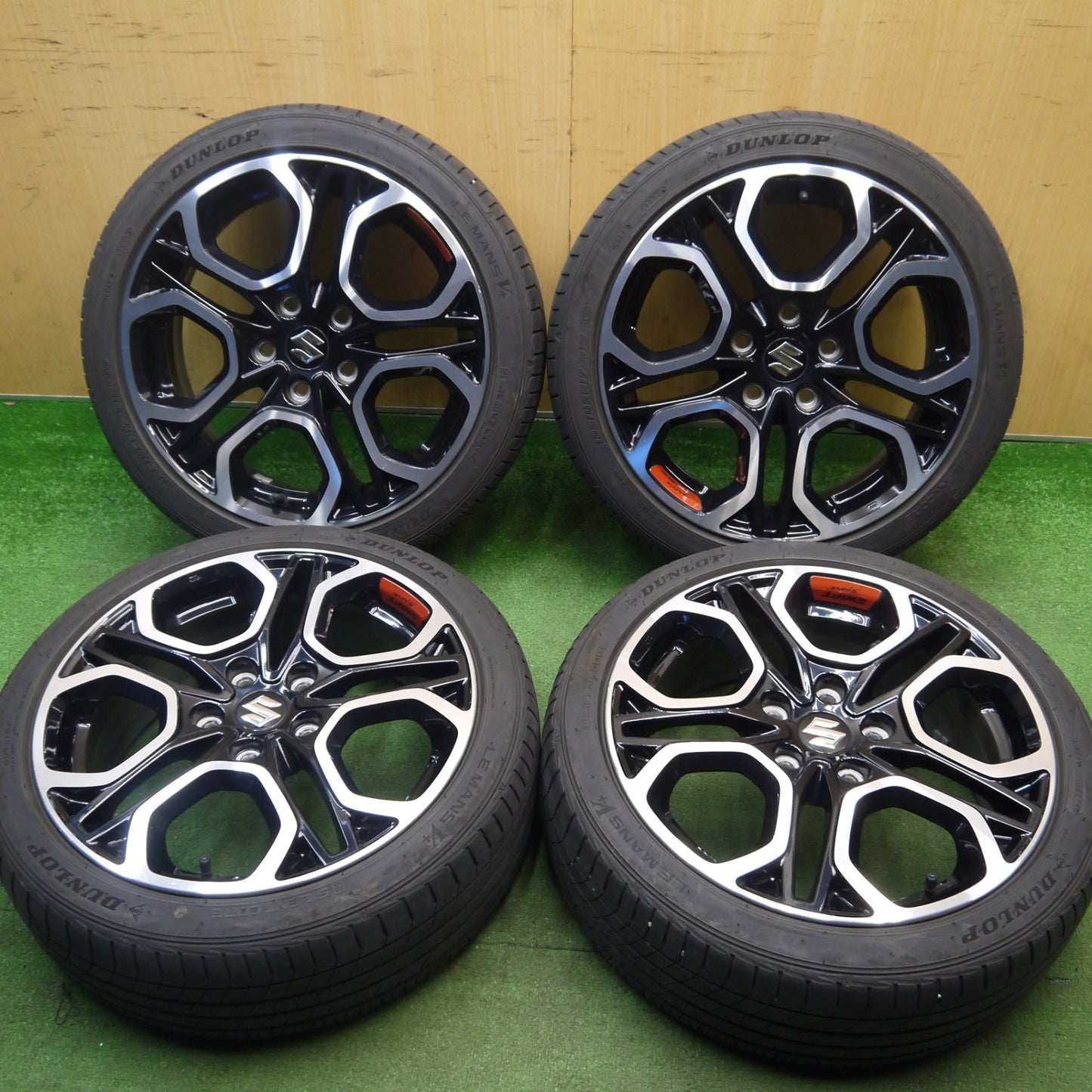 キレイ！24年！取付プレート付★スズキ ZC33S スイフト スポーツ 純正 195/45R17 ダンロップ LE MANS V+ 17インチ PCD114.3/5H★6030205Hノ