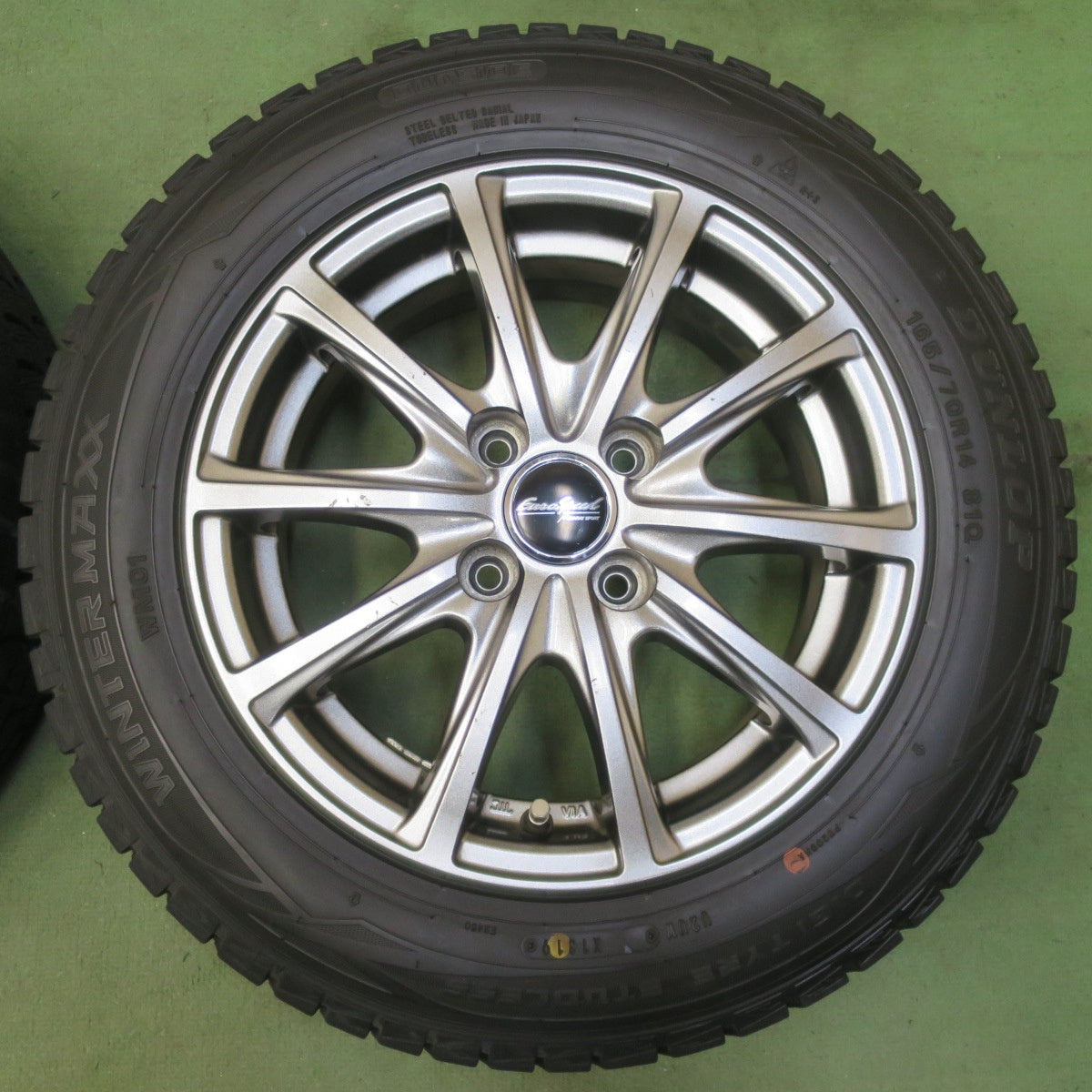 バリ溝！9分◎スタッドレス 165/70R14 ダンロップ ウインターマックス WM01 EuroSpeed MANARAY SPORT ユーロスピード 14インチ PCD100/4H◎6081209イス