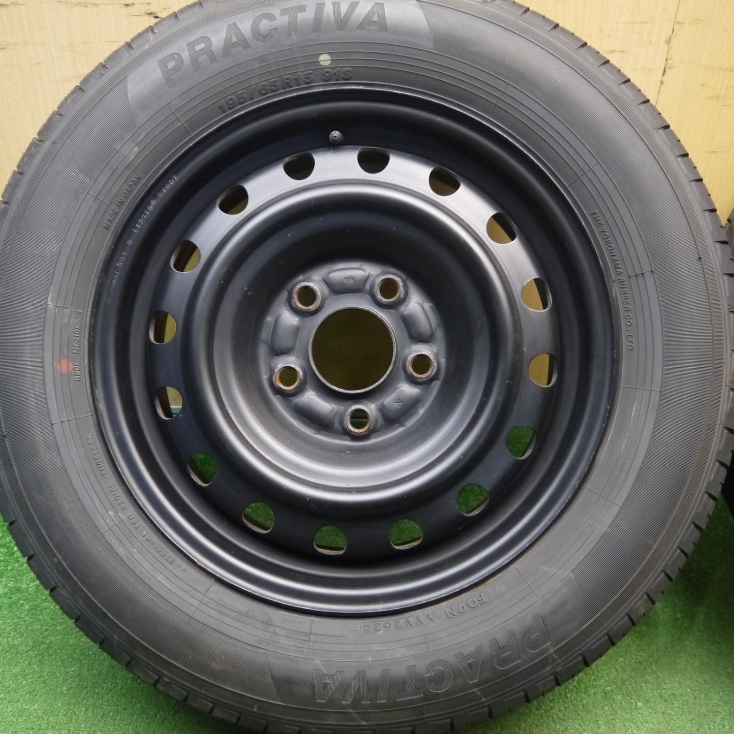 バリ溝！24年！キレイ！ほぼ10分★195/65R15 プラクティバ ヨコハマ スチール ホイール 15インチ PCD114.3/5H★6033007Hノ