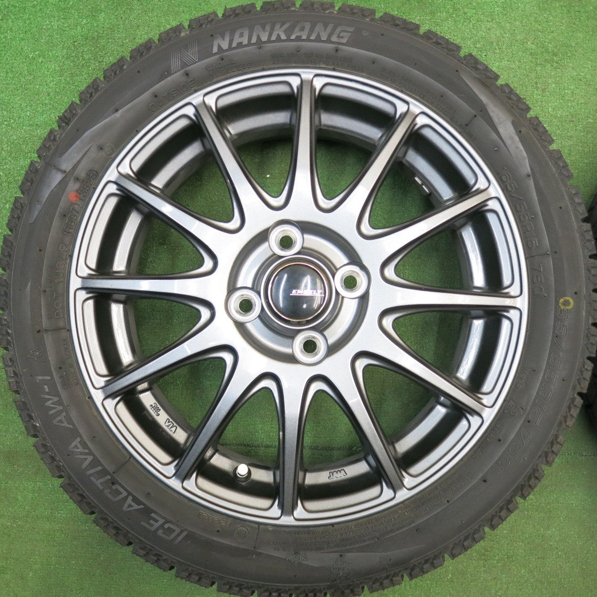 超バリ溝！25年！キレイ！ほぼ10分★スタッドレス 165/55R15 ナンカン アイス アクティバ AW-1 EMBELY エンベリー 15インチ 軽サイズ N-BOX タント 等 PCD100/4H★6031501HAス
