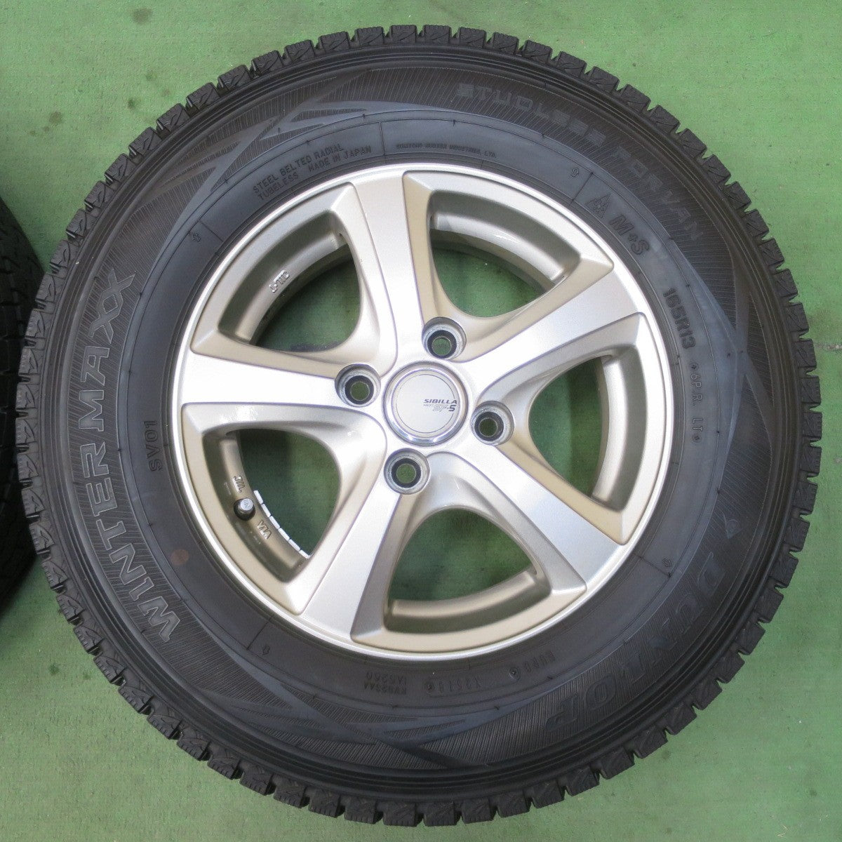 バリ溝！ほぼ10分★スタッドレス 165R13 6PR ダンロップ ウインターマックス SV01 SIBILLA NEXT SF-5 シビラ 13インチ PCD100/4H★6011906イス