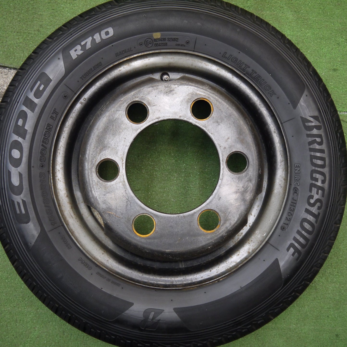 バリ溝！21年！9.5分以上★トラック 155/80R13 90/89N ブリヂストン エコピア R710 スチール ホイール 13インチ PCD170/6H★5070401Hノ