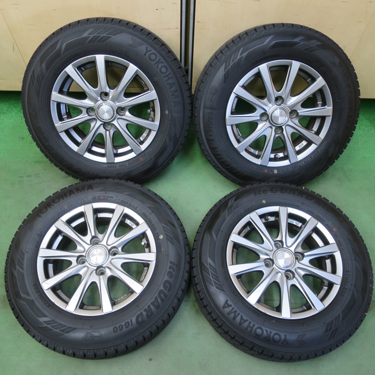 バリ溝！22年！8.5分★スタッドレス 155/80R13 ヨコハマ アイスガード iG60 GRASS グラス 13インチ PCD100/4H★6042802イス