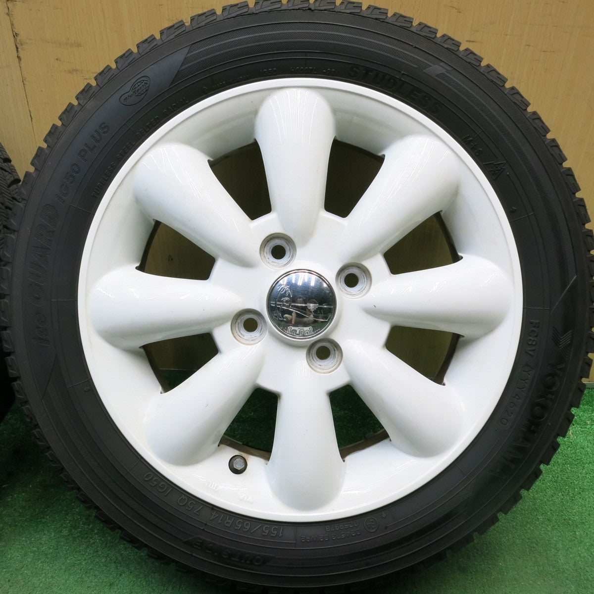 バリ溝！9.5分★スタッドレス 155/65R14 ヨコハマ アイスガード iG50 プラス LaLa Palm KC-8 ララパーム 14インチ PCD100/4H★5070606HAス