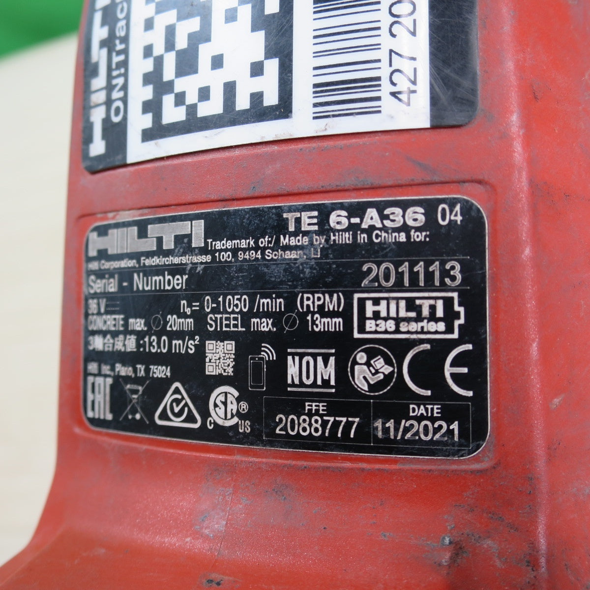 [送料無料] ☆HILTI ヒルティ 充電式 ハンマドリル TE 6-A36 電動 工具 コードレス ハンマードリル☆