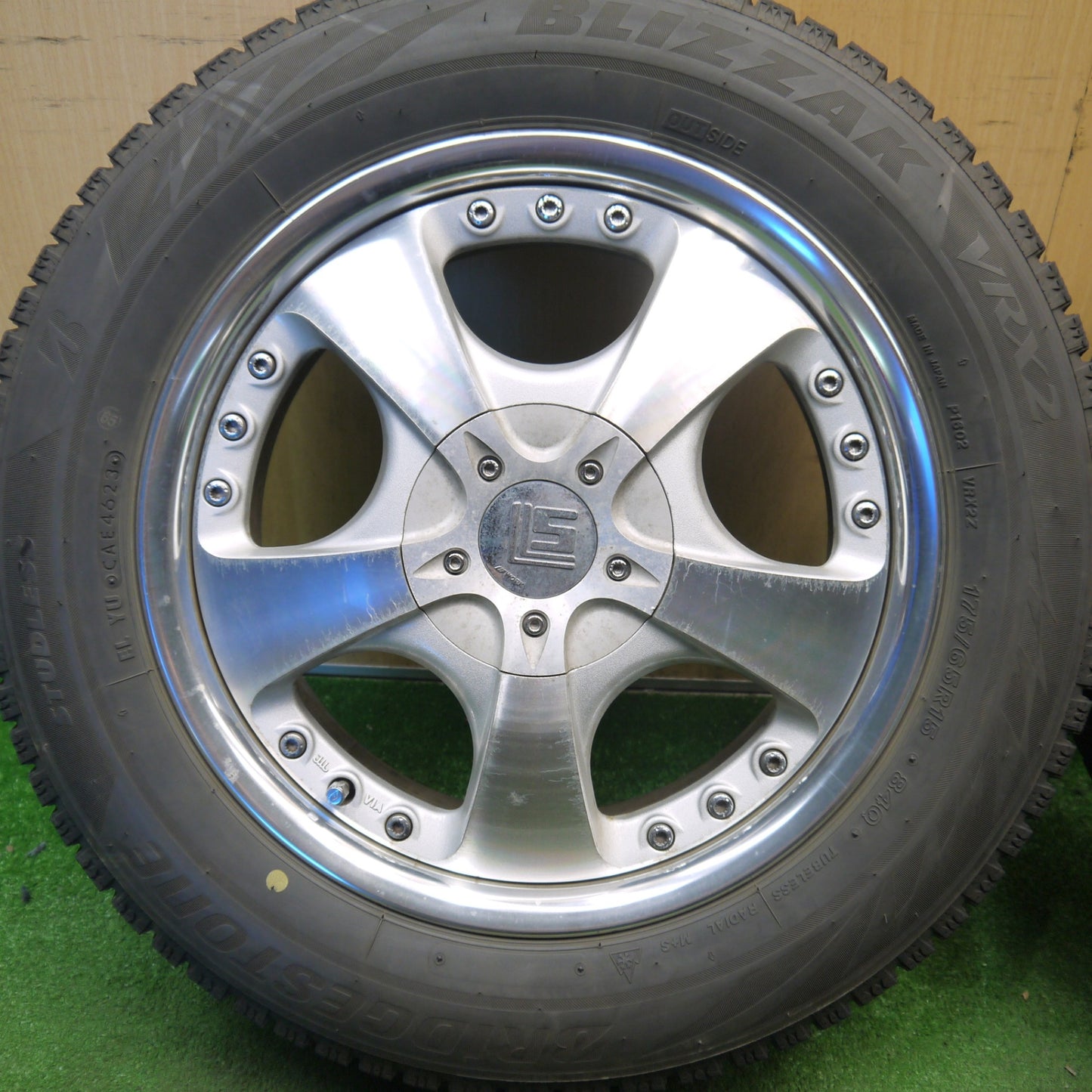 バリ溝！23年！9分★WORK LS105 175/65R15 スタッドレス ブリヂストン ブリザック VRX2 ワーク 15インチ PCD100/4H★6031606Hス