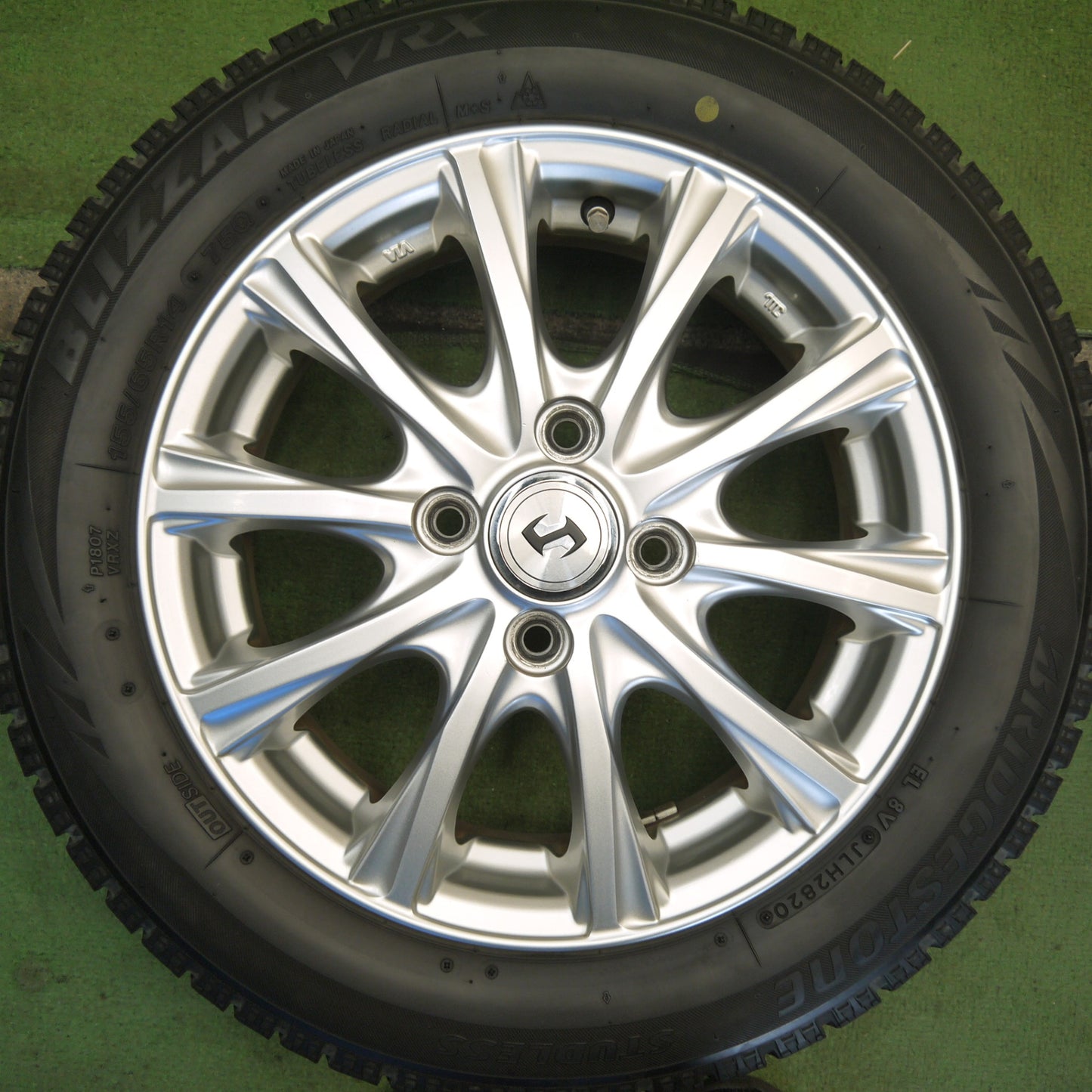 キレイ◎スタッドレス 155/65R14 ブリヂストン ブリザック VRX 社外 アルミ 14インチ PCD100/4H◎6080403Hス