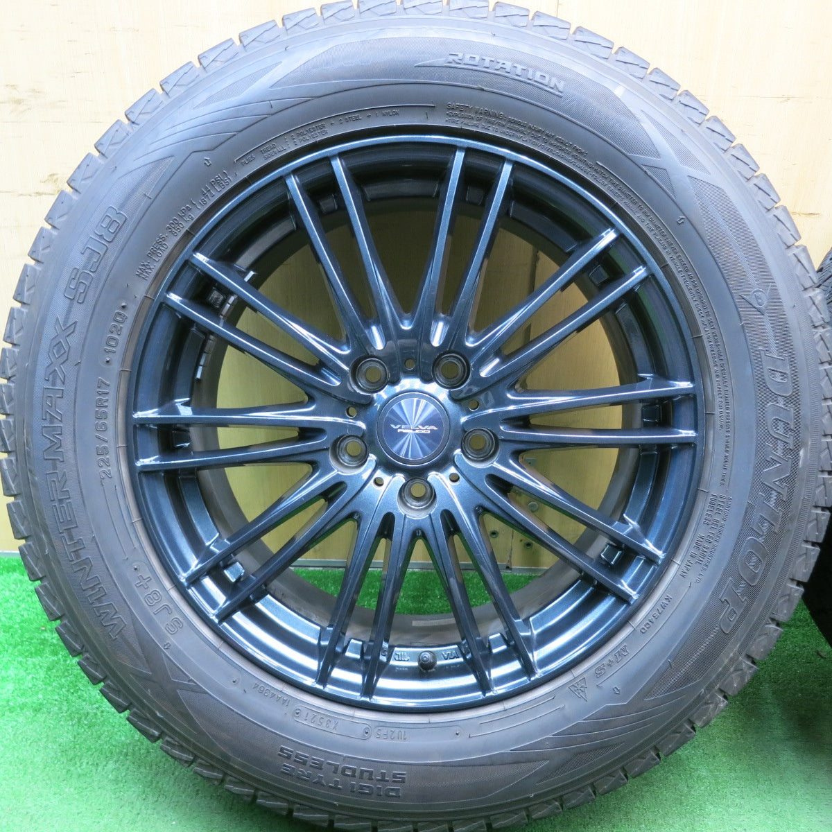 バリ溝！21年！9.5分★スタッドレス 225/65R17 ダンロップ ウインターマックス SJ8 SJ8+ VELVA AGUDO ヴェルヴァ 17インチ PCD114.3/5H★5051104HAス