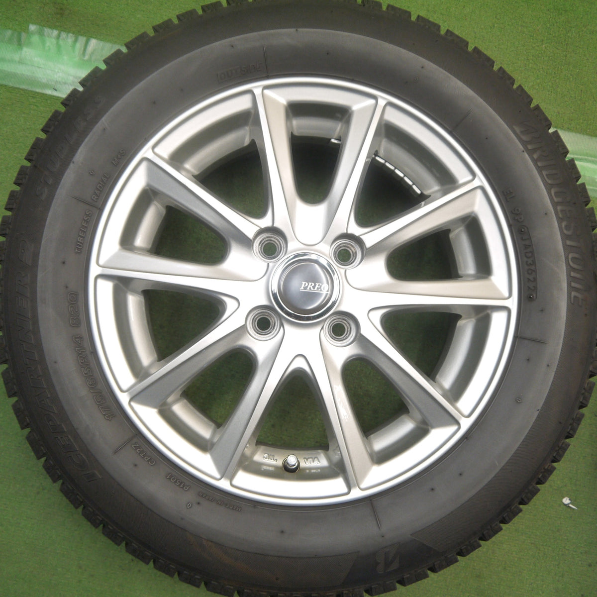 バリ溝！22年！キレイ！8.5分◎スタッドレス 175/65R14 ブリヂストン アイスパートナー2 PREO プレオ 14インチ PCD100/4H◎6091408Hス