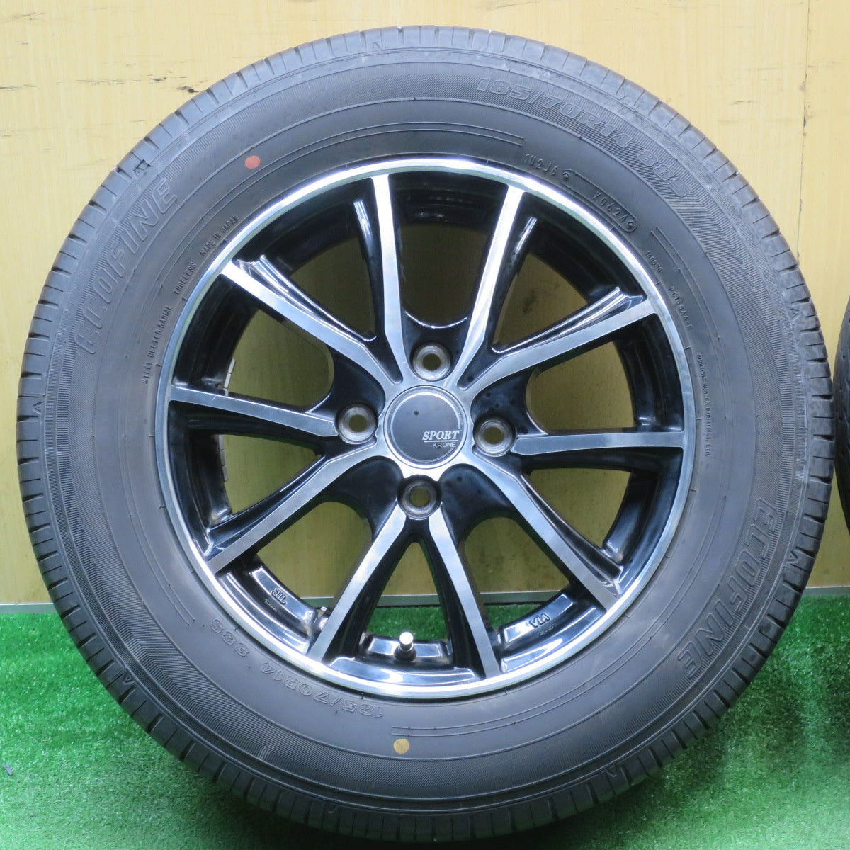 バリ溝！24年！9.5分★185/70R14 ECOFINE SPORT KRONE エコファイン スポルト クローネ 14インチ PCD100/4H★6022503NJノ