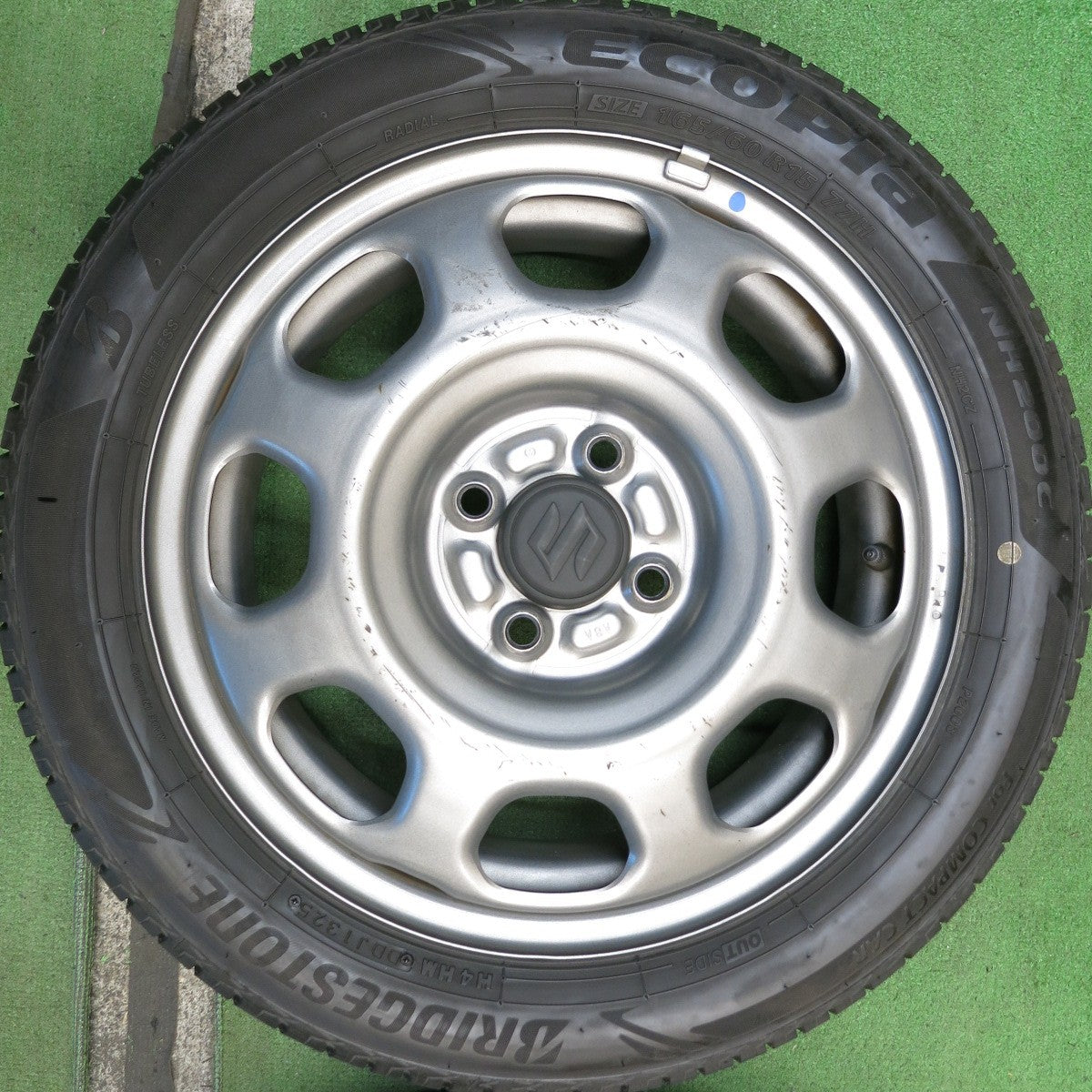バリ溝！25年！9分◎スズキ ハスラー 純正 スチール 165/60R15 ブリヂストン エコピア NH200C 15インチ PCD100/4H◎6082707HAノ