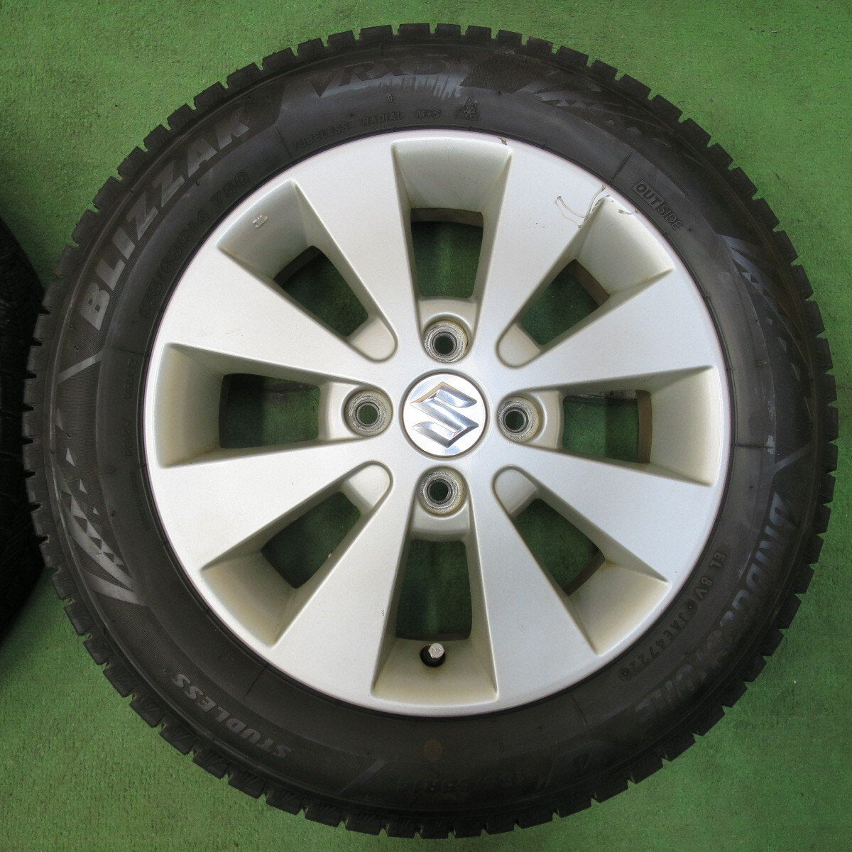 バリ溝！22年！ほぼ10分★スズキ ワゴンR 純正 155/65R14 スタッドレス ブリヂストン ブリザック VRX3 14インチ PCD100/4H★5011812イス