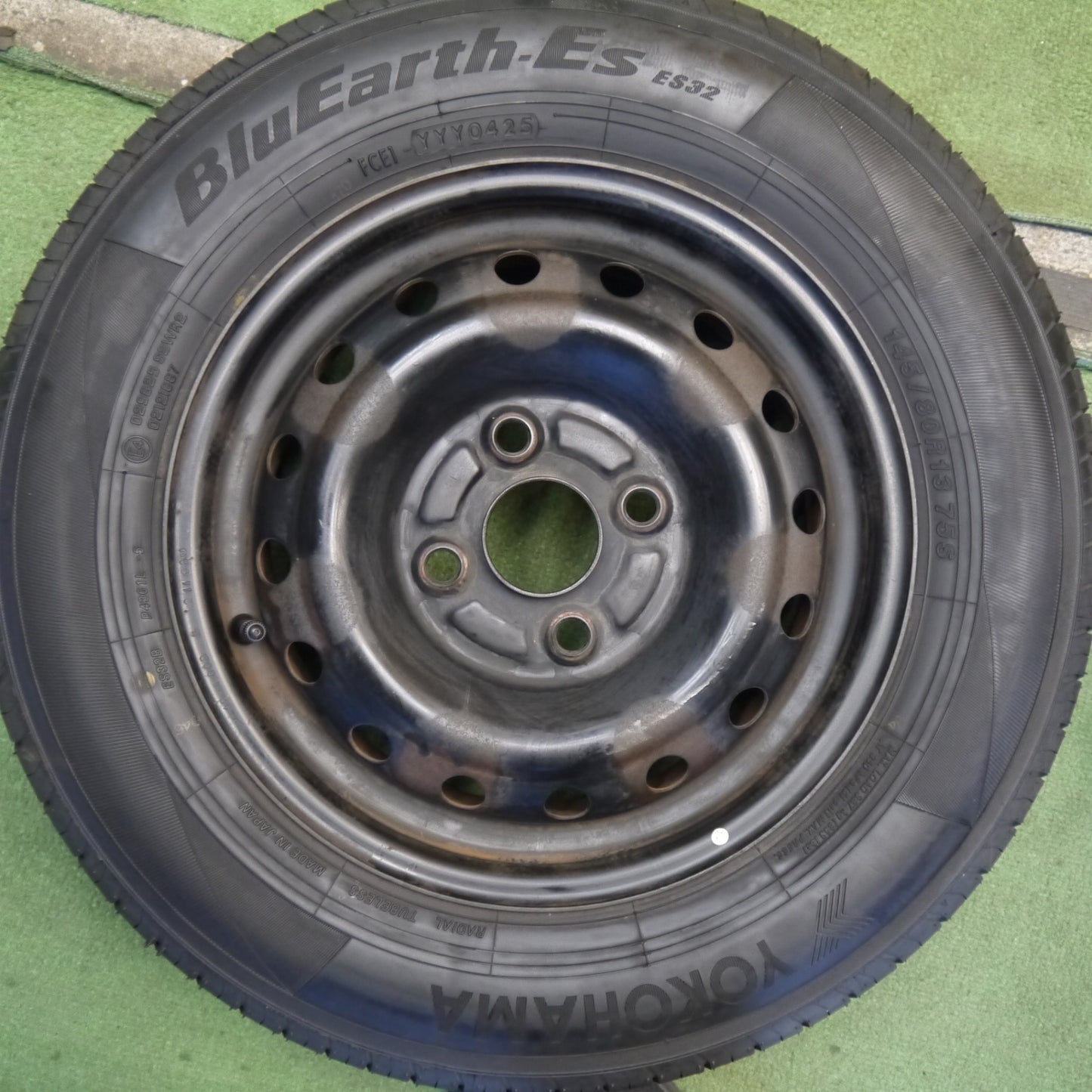 バリ溝！25年！8.5分◎ダイハツ タント ムーヴ 等 純正 スチール 145/80R13 ヨコハマ BluEarth-ES ES32 13インチ PCD100/4H◎6080506Hノ