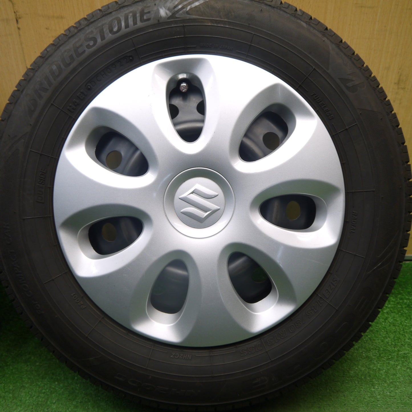バリ溝！22年！9分★スズキ アルト 純正 スチール 145/80R13 ブリヂストン エコピア NH200C 13インチ PCD100/4H★6040702Hノ