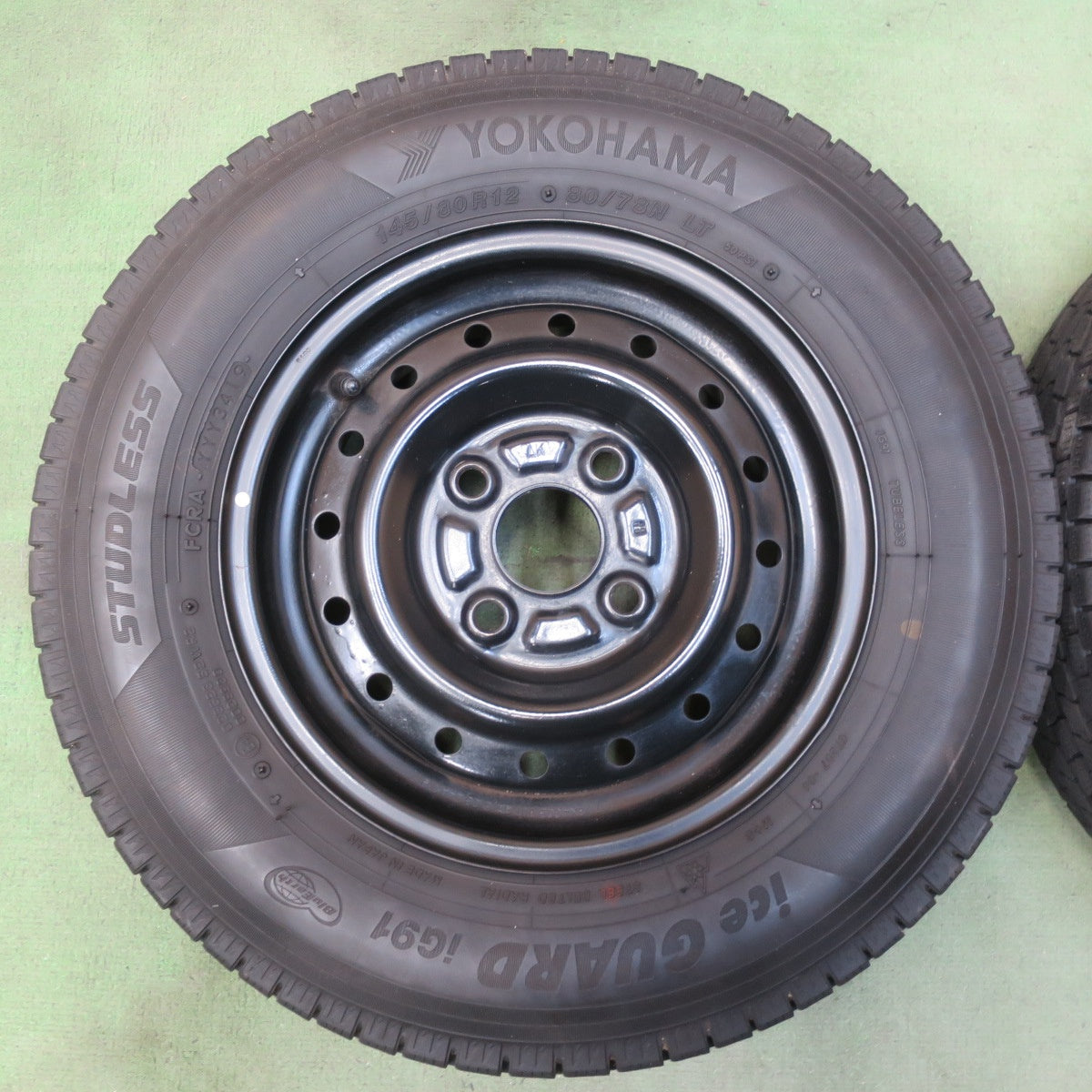 キレイ◎スタッドレス 145/80R12 80/78N ヨコハマ アイスガード iG91 スチール ホイール 12インチ PCD100/4H◎6072204イス