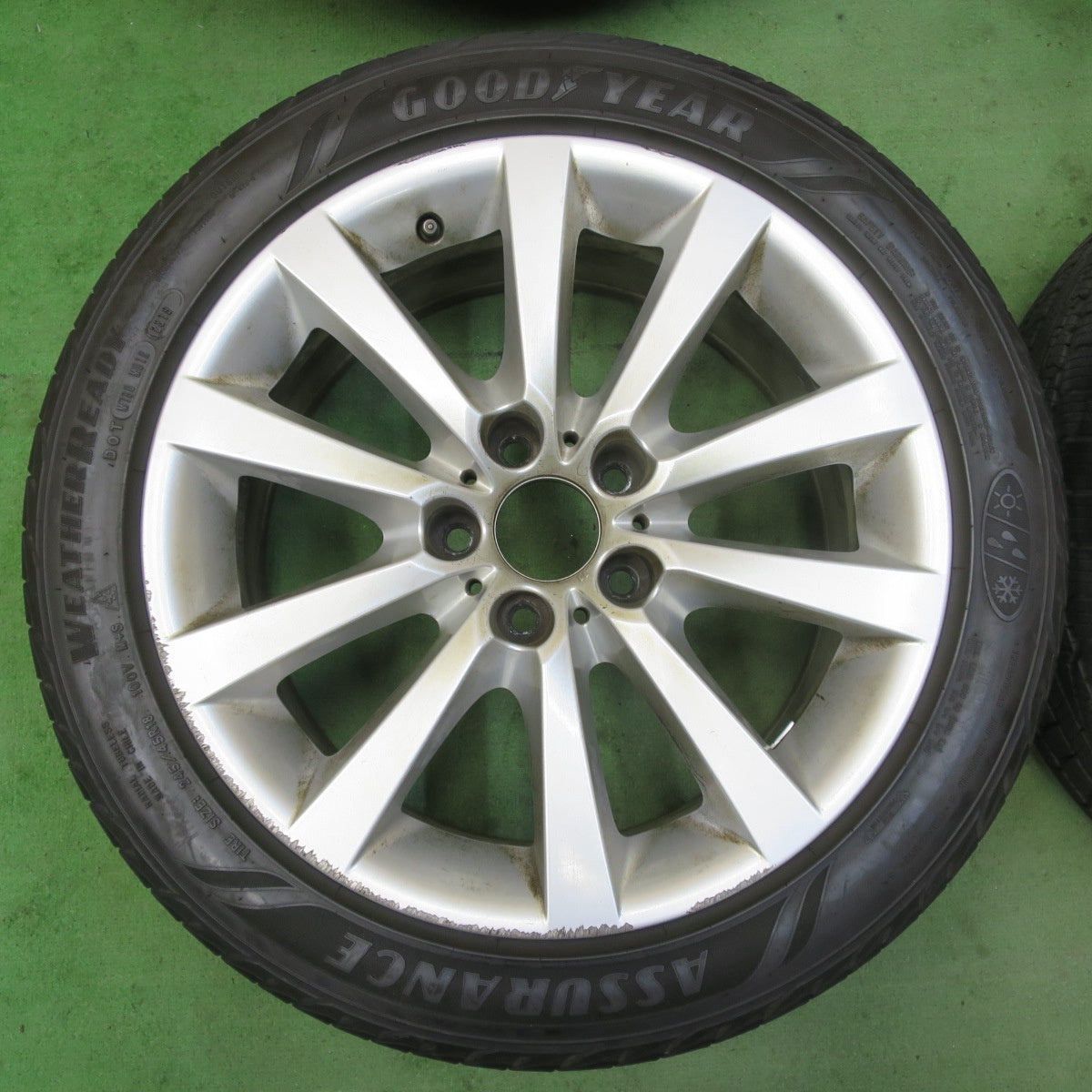 バリ溝！9分★BMW F10 F11 5シリーズ 純正 245/45R18 グッドイヤー ASSURANCE WEATHER READY 18インチ PCD120/5H★5071601イオ