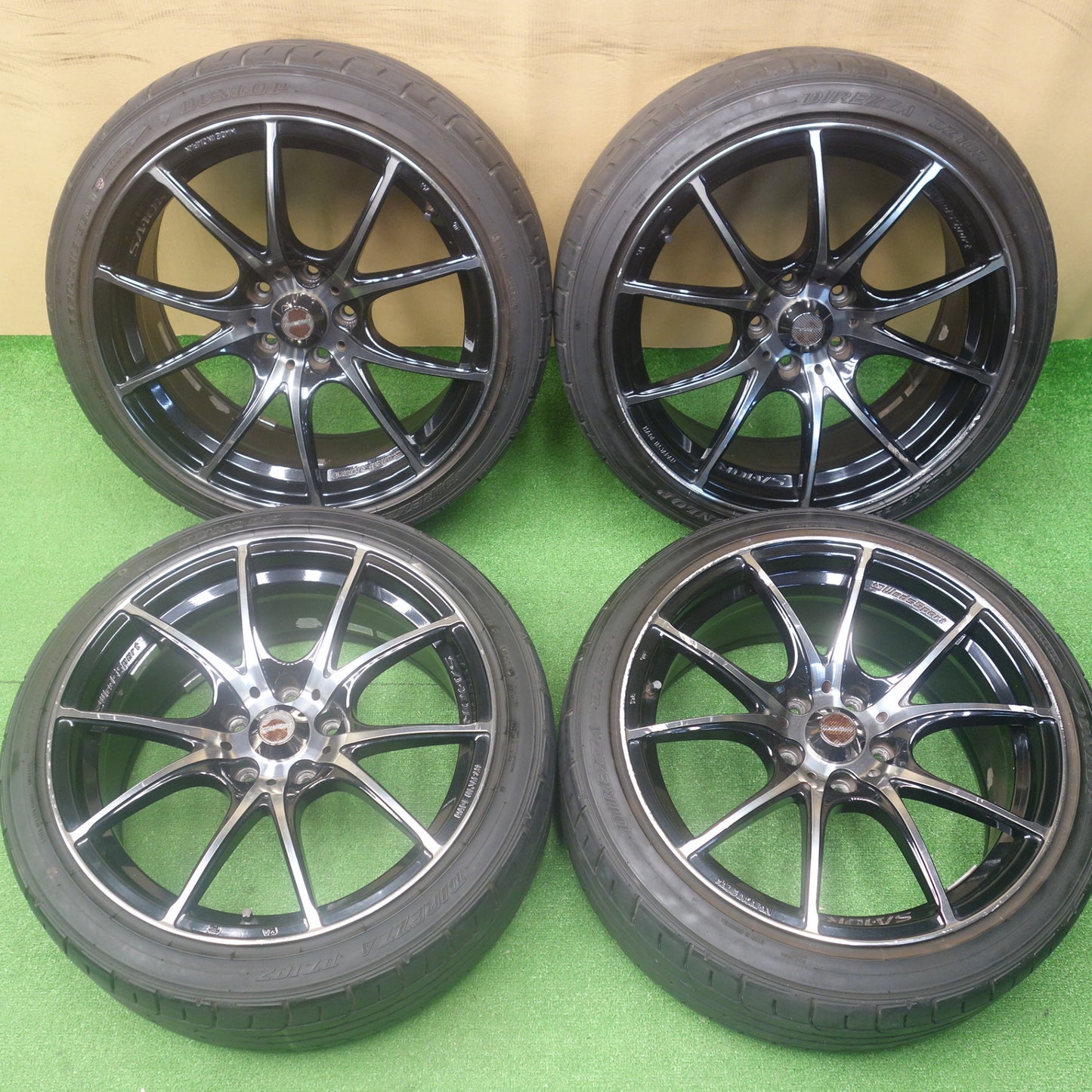 バリ溝！22年！9.5分★WedsSport SA-10R 225/40R18 ダンロップ DIREZZA DZ102 ウェッズスポーツ ディレッツァ 18インチ PCD114.3/5H★6041001KTノ