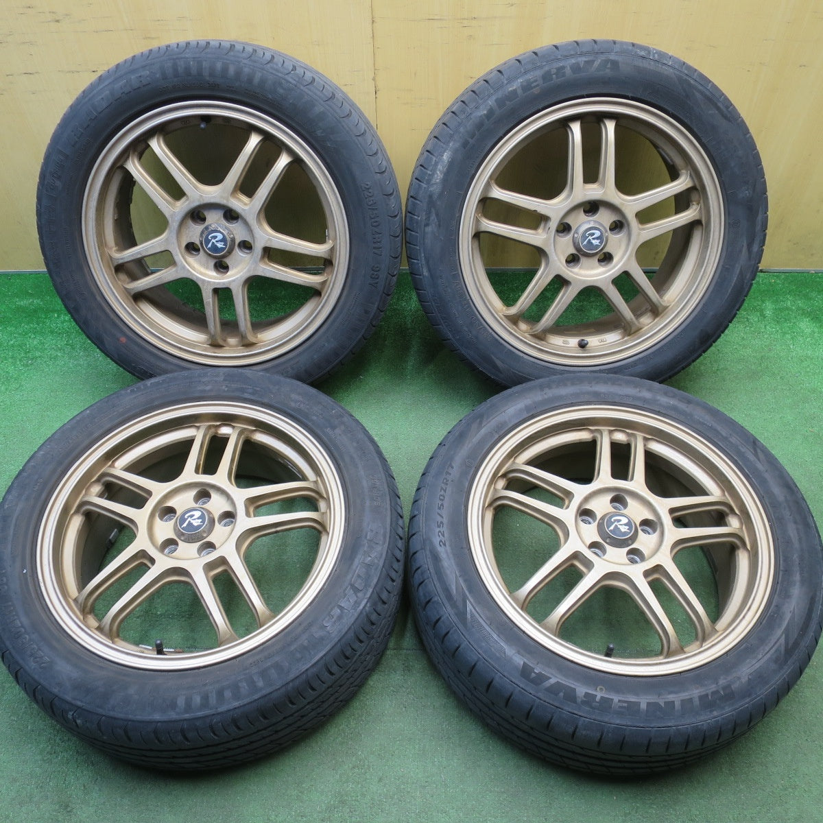 バリ溝！22年！8.5分★レガシィ 等 225/50R17 レーダー Dimax R8+ ミネルバ ラジアル F205 R racing Rレーシング 17インチ PCD100/5H★6032403NJノ