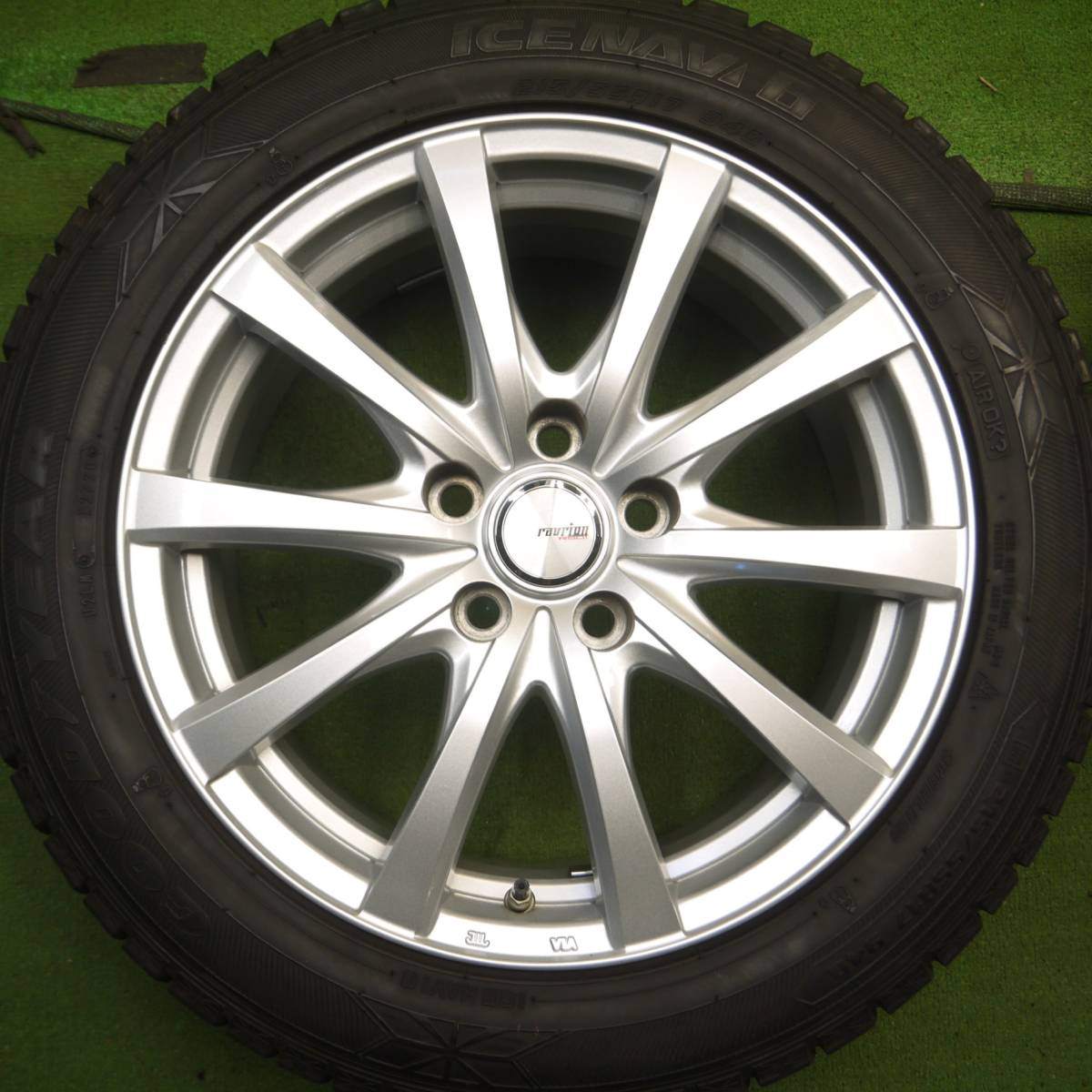 [送料無料] バリ溝！9分★スタッドレス 215/55R17 グッドイヤー アイスナビ6 ravrion RS01 PCD114.3/5H★4022013Hス