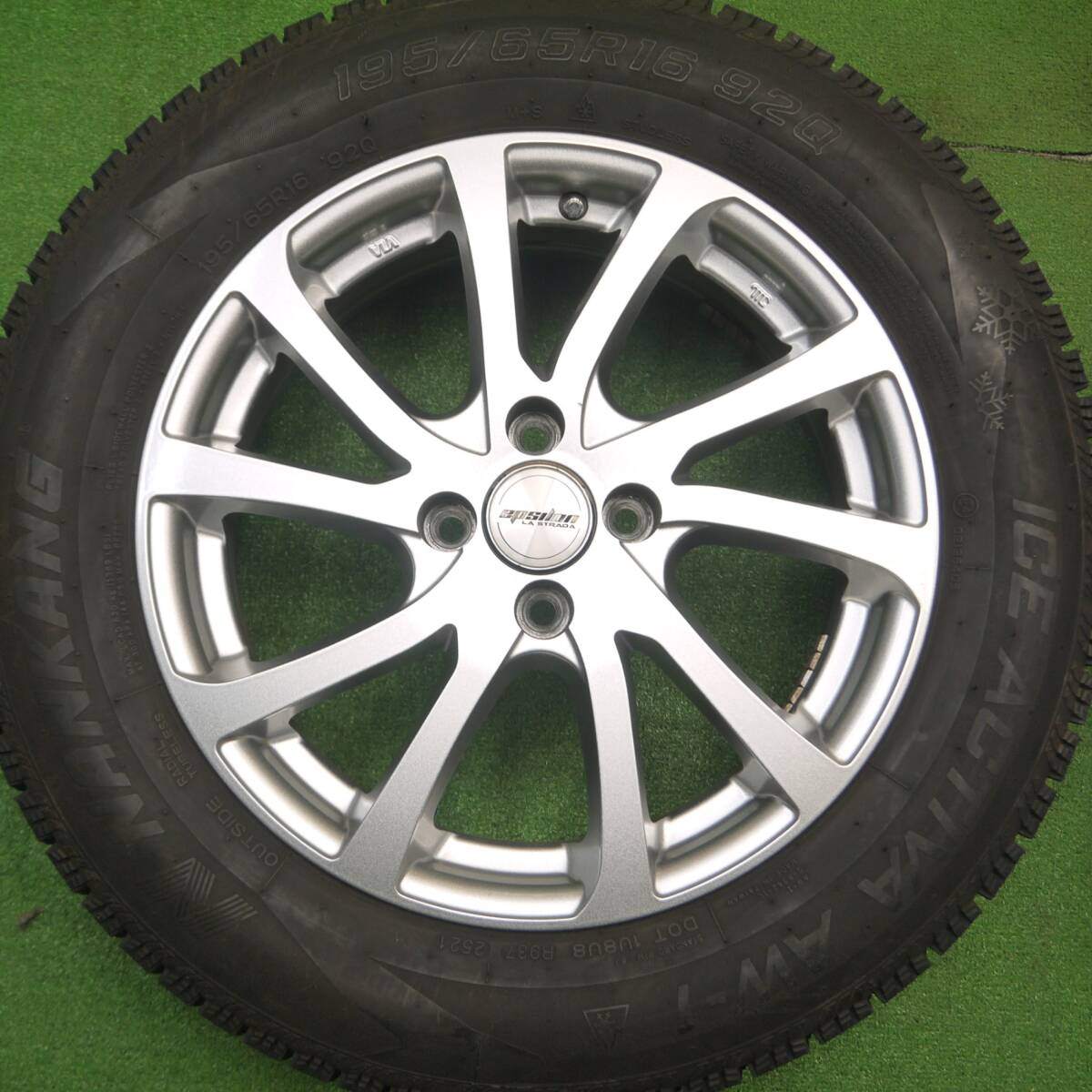 バリ溝！21年！キレイ！ほぼ10分★スタッドレス 195/65R16 ナンカン アイスアクティバ AW-1 Epsilon LA STRADA イプシロン 16インチ PCD100/4H★4121110Hス