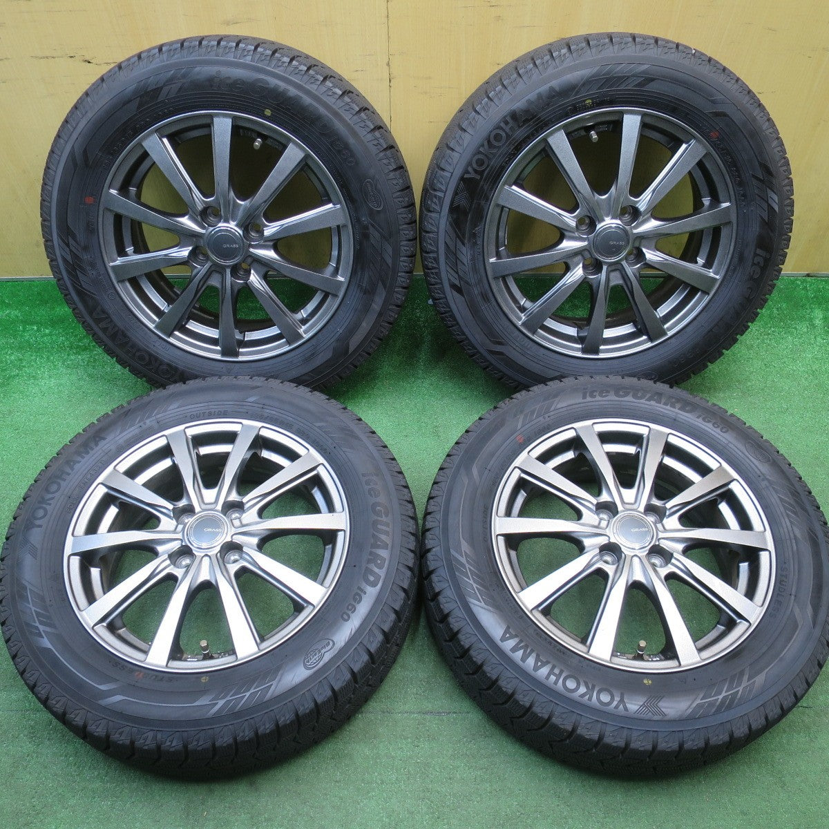 バリ溝！キレイ！9.5分以上★スタッドレス 185/65R15 ヨコハマ アイスガード iG60 GRASS グラス 15インチ PCD100/4H★6021004NJス