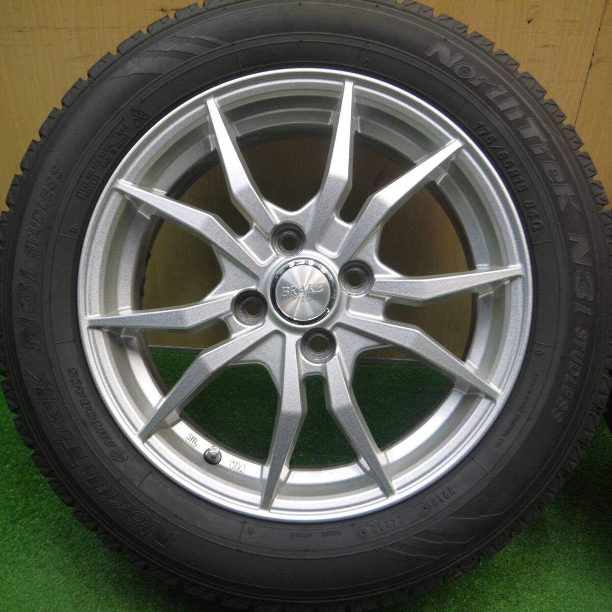 バリ溝！キレイ！9.5分以上★スタッドレス 175/65R15 オートバックス ノーストレック N3i BRAKE 15インチ PCD100/4H★4120209Hス