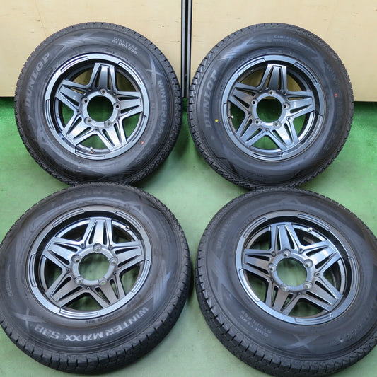 バリ溝！21年！キレイ！9分★ジムニー MAD CROSS JB-01 195/80R15 スタッドレス ダンロップ ウインターマックス SJ8+ 15インチ マッドクロス PCD139.7/5H★5112802TTス
