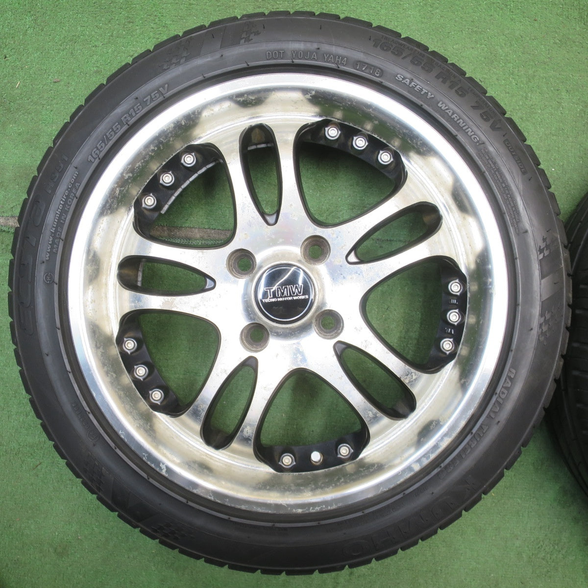 バリ溝！9.5分★165/55R15 クムホ エクスタ HS51 TMW TECNO MOTOR WORKS テクノ モーター ワークス 15インチ 軽サイズ PCD100/4H★6051102NJノ