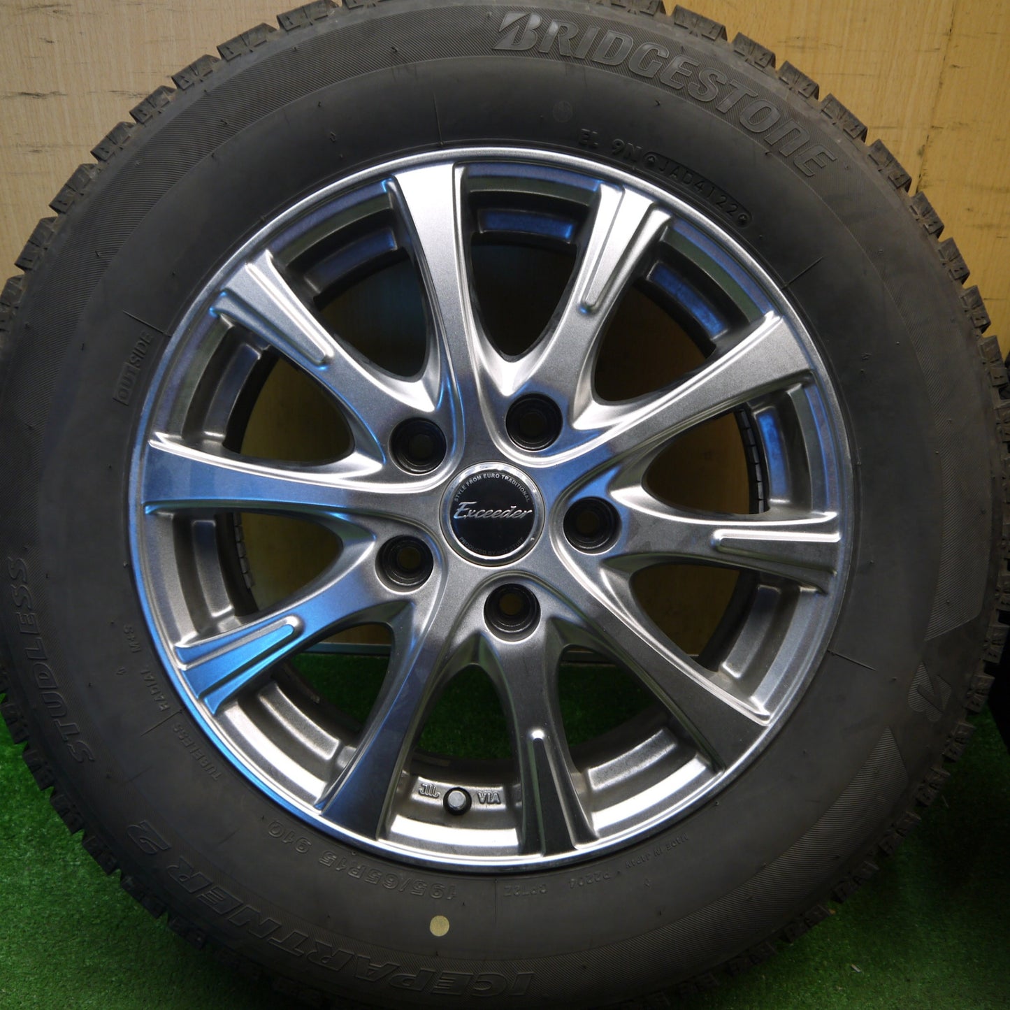 バリ溝！22年！キレイ！9分★スタッドレス 195/65R15 ブリヂストン アイスパートナー2 Exceeder エクシーダー 15インチ PCD114.3/5H★6032407Hス