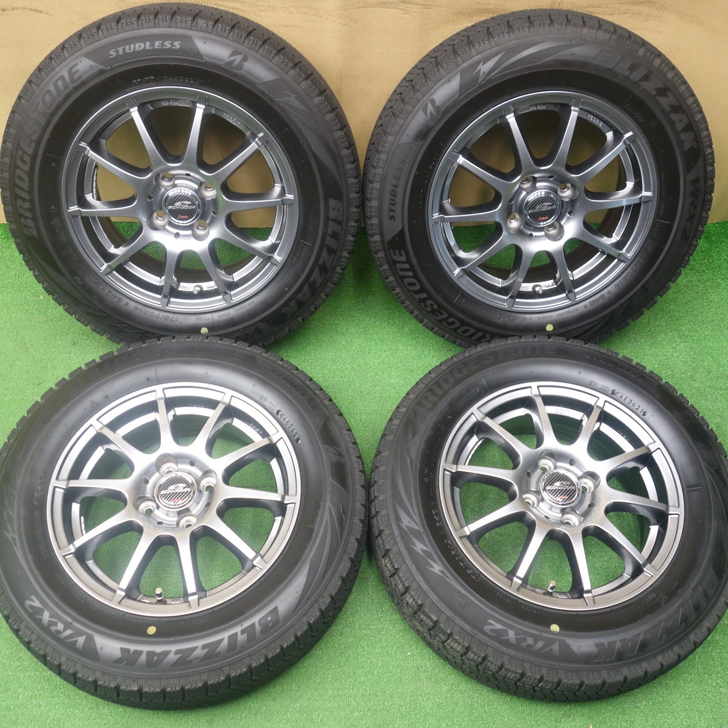 バリ溝！キレイ！8.5分★スタッドレス 175/70R14 ブリヂストン ブリザック VRX2 SCHNEIDER シュナイダー 14インチ PCD100/4H★6041502KTス