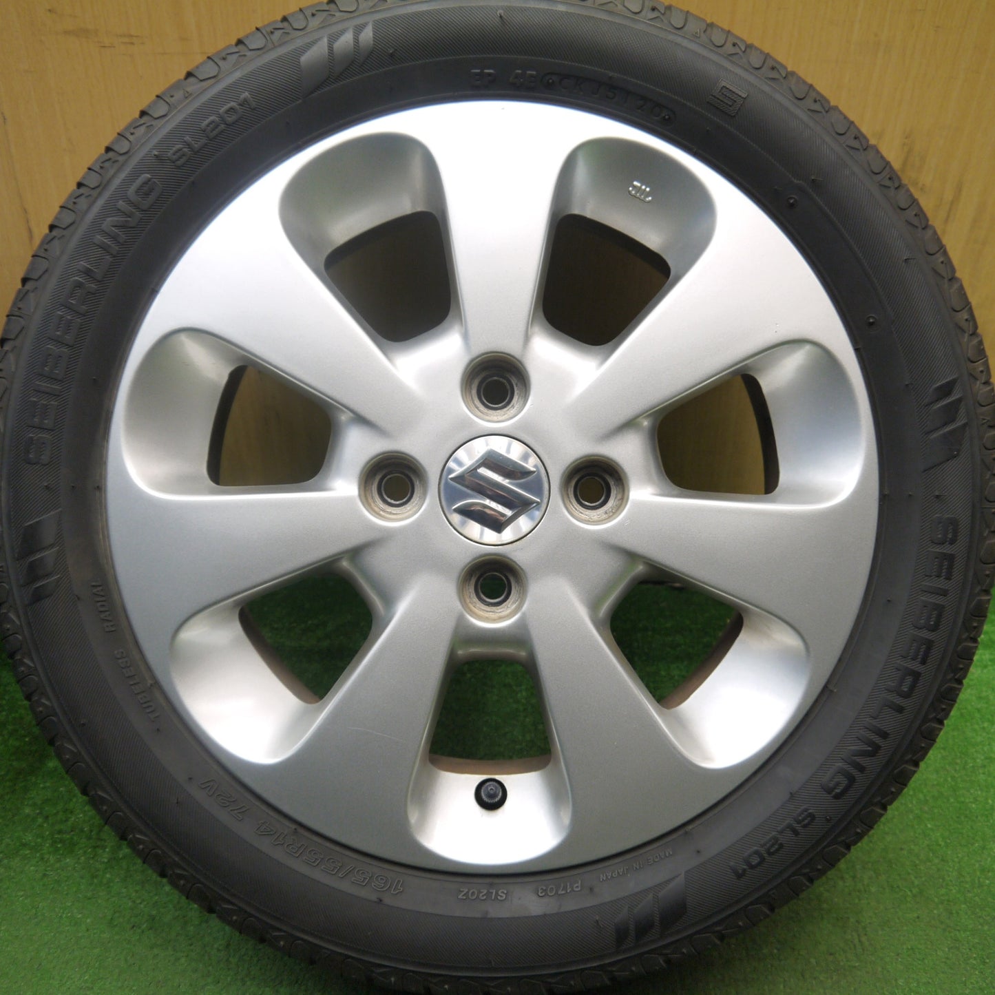 バリ溝！8.5分★スズキ パレット 純正 165/55R14 セイバーリング SL201 14インチ PCD100/4H★5051405Hノ