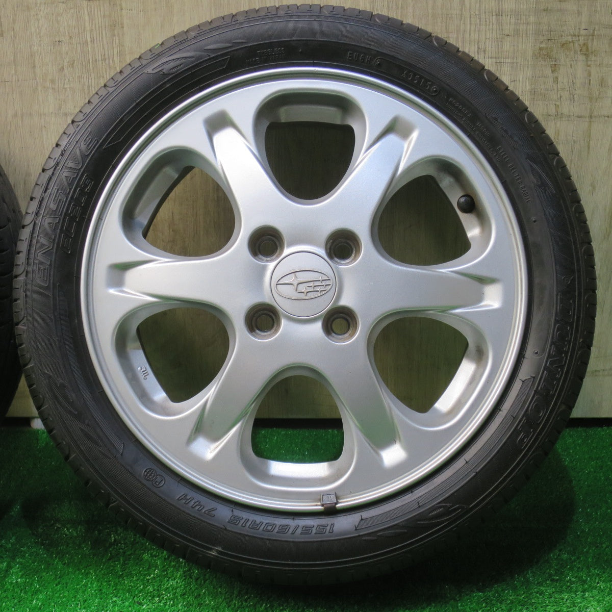 バリ溝！8.5分★スバル R1 純正 155/60R15 ダンロップ エナセーブ EC203 15インチ PCD100/4H★5101104NJノ