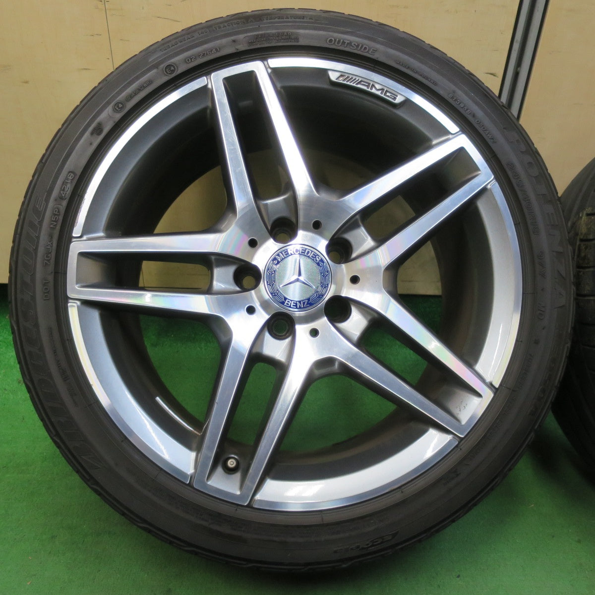 [送料無料] バリ溝！8.5分★ベンツ Eクラス W212 純正 AMG 245/40R18 265/35R18 ブリヂストン ポテンザ RE050A S007A PCD112/5H★4111602イノ