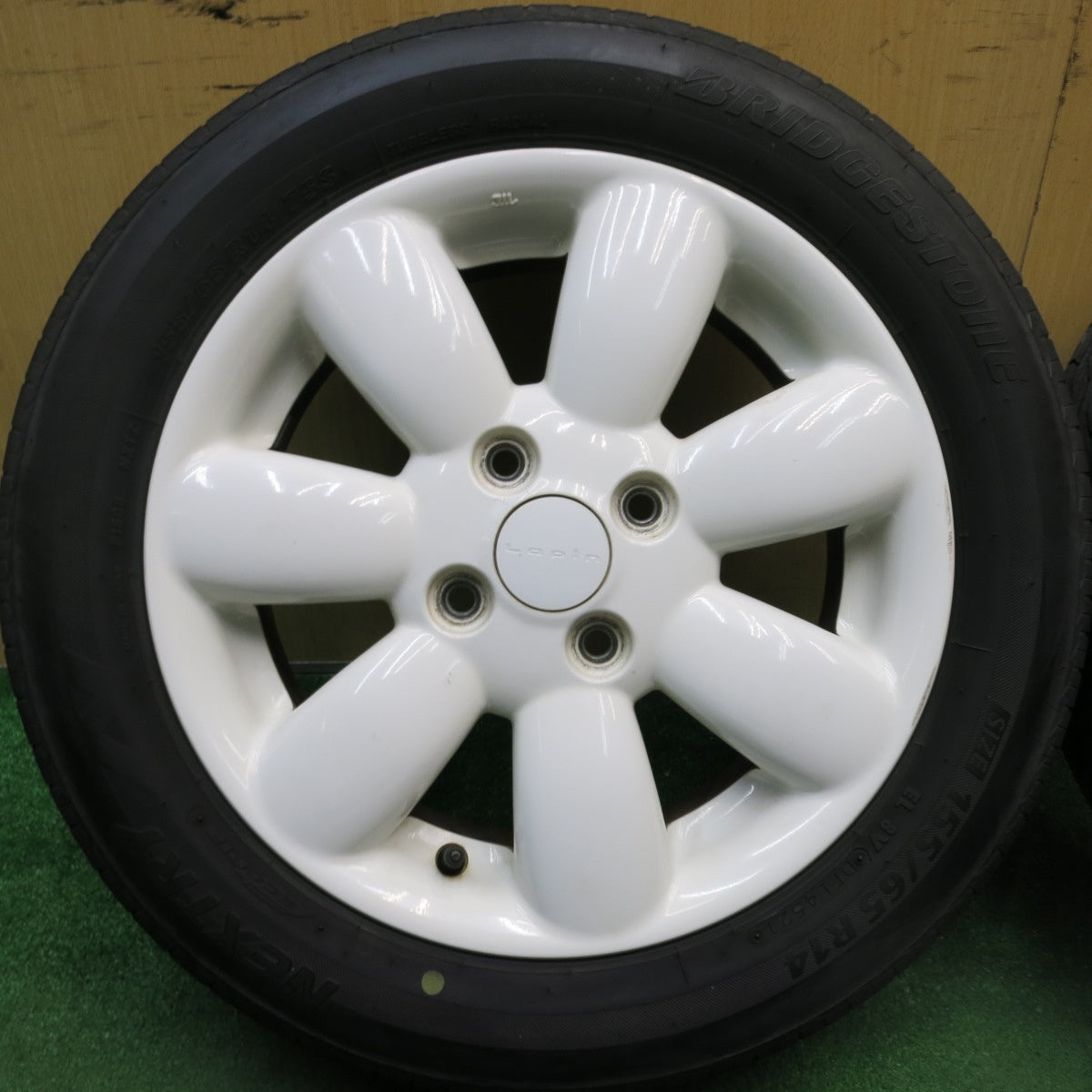バリ溝！21年！キレイ！9分★スズキ ラパン 純正 155/65R14 ブリヂストン ネクストリー エコピア 14インチ PCD100/4H★5062709AKノ
