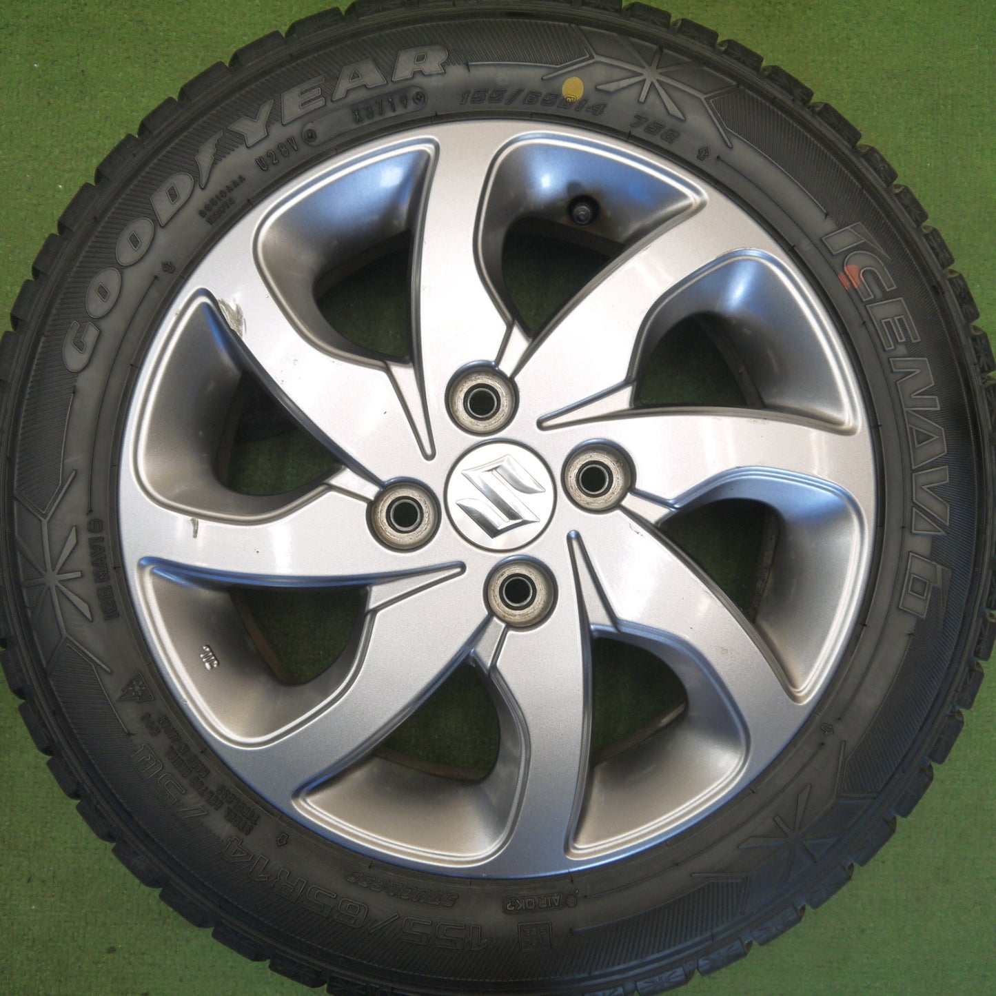 4本価格◎スズキ MK21S パレット 純正 155/65R14 スタッドレス グッドイヤー アイスナビ6 14インチ PCD100/4H◎6072106Hス