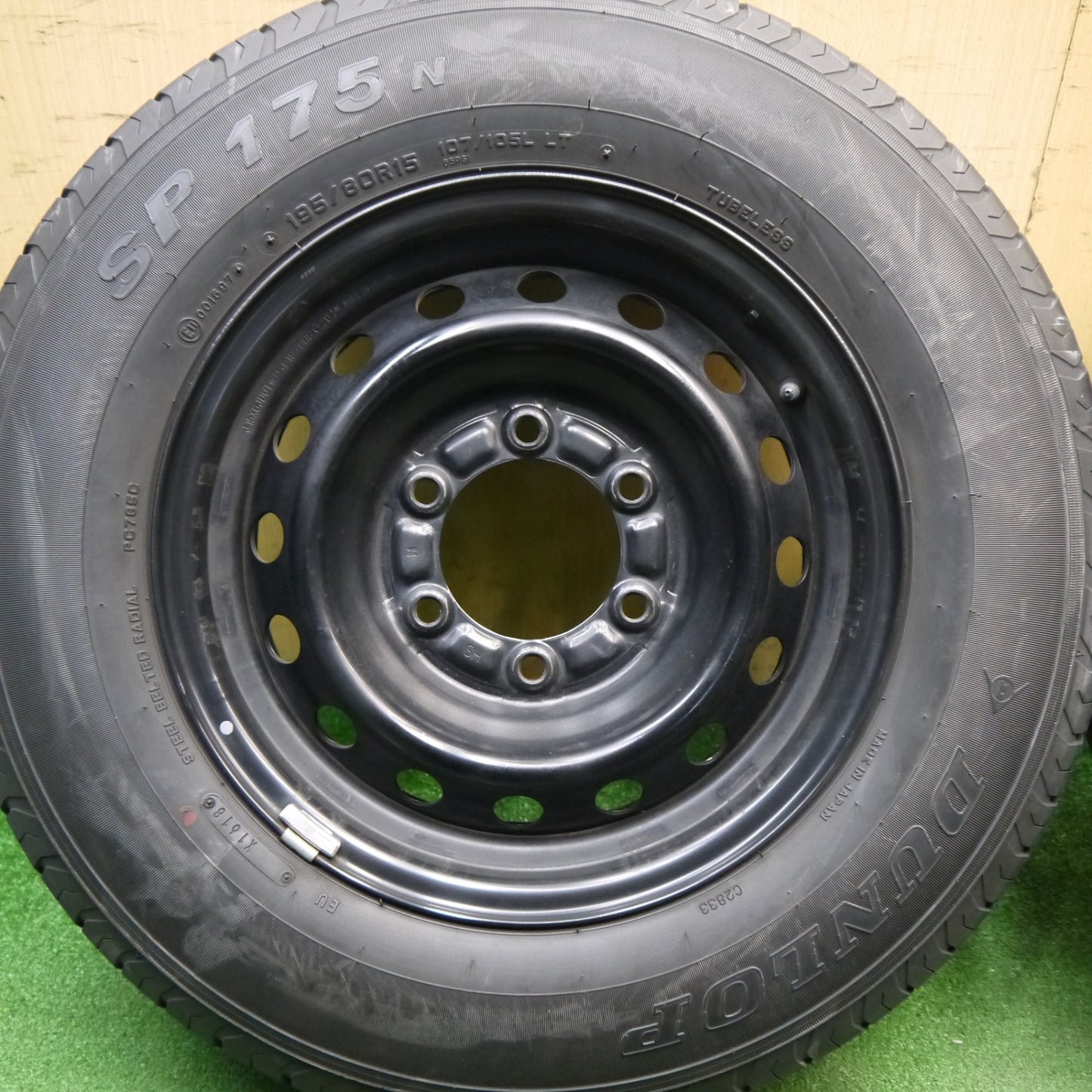 バリ溝！9分★トヨタ ハイエース 純正 スチール 195/80R15 107/105L ダンロップ SP175N 15インチ PCD139.7/6H★6033109Hノ