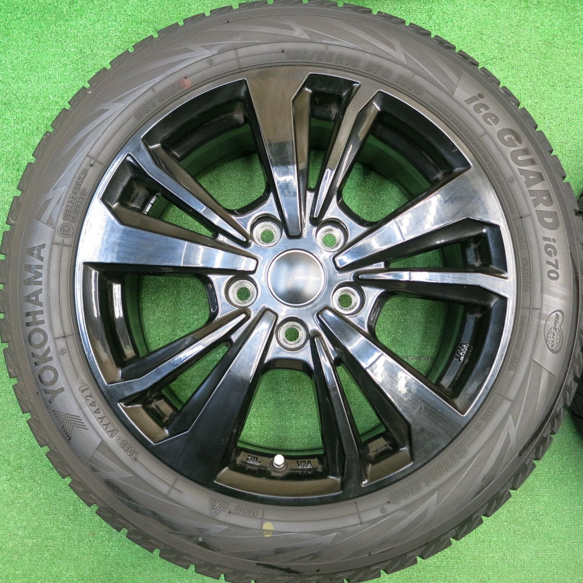 バリ溝！21年！9.5分★MINI ミニ 等 smartline 365 195/55R16 スタッドレス ヨコハマ アイスガード iG70 スマートライン 16インチ PCD112/5H★5112502HAス