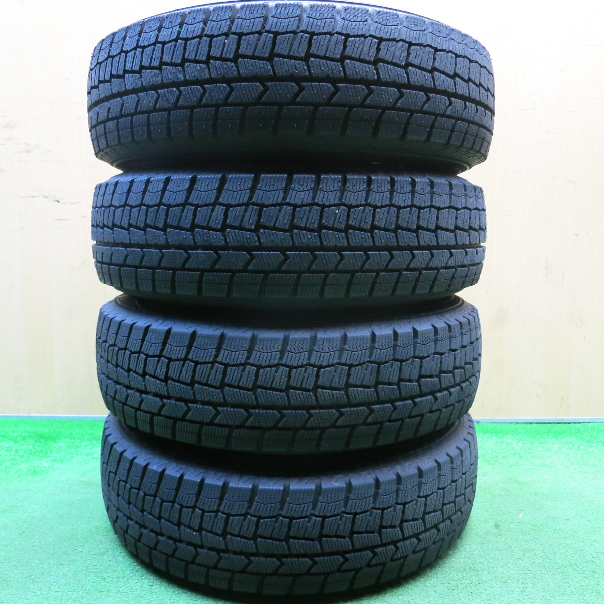 バリ溝！24年！ほぼ10分★スタッドレス 165/70R14 ダンロップ ウインターマックス WM02 AIRGRET 社外 アルミ 14インチ PCD100/4H★5122010HAス