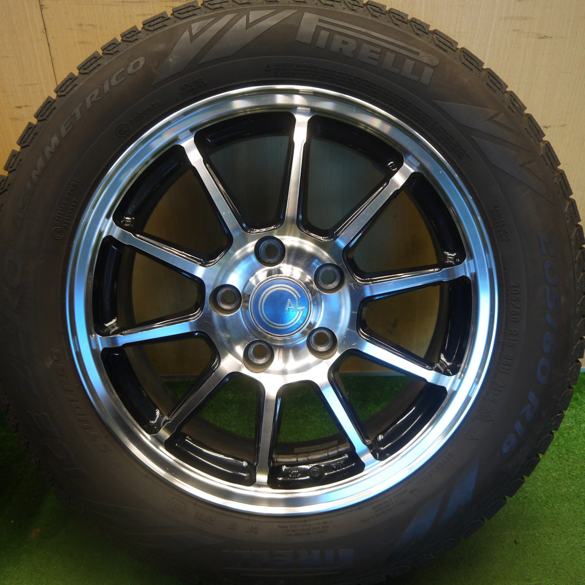 バリ溝！24年！9.5分以上◎スタッドレス 205/60R16 ピレリ アイスゼロ アシンメトリコ AL 社外 アルミ 16インチ PCD114.3/5H◎6083104Hス