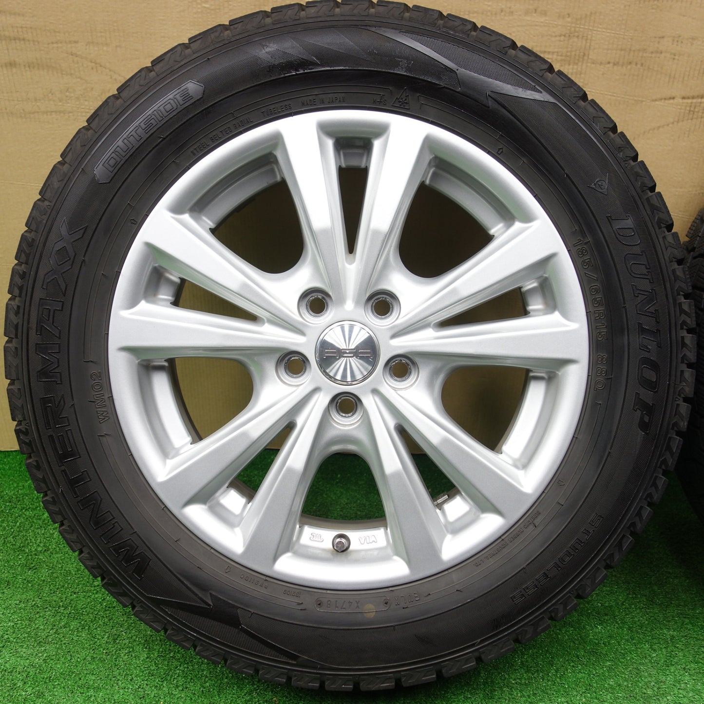 バリ溝！キレイ！9分★ワーゲン アウディ 等 AGA Dorf 185/65R15 スタッドレス ダンロップ ウインターマックス WM02 15インチ ドルフ PCD100/5H★5120401KTス