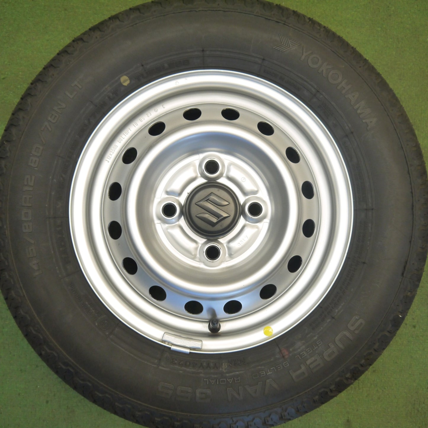 新車外し！23年★スズキ キャリイ 純正 スチール 145/80R12 80/78N ヨコハマ SUPER VAN 355 12インチ PCD100/4H★6060103Hノ