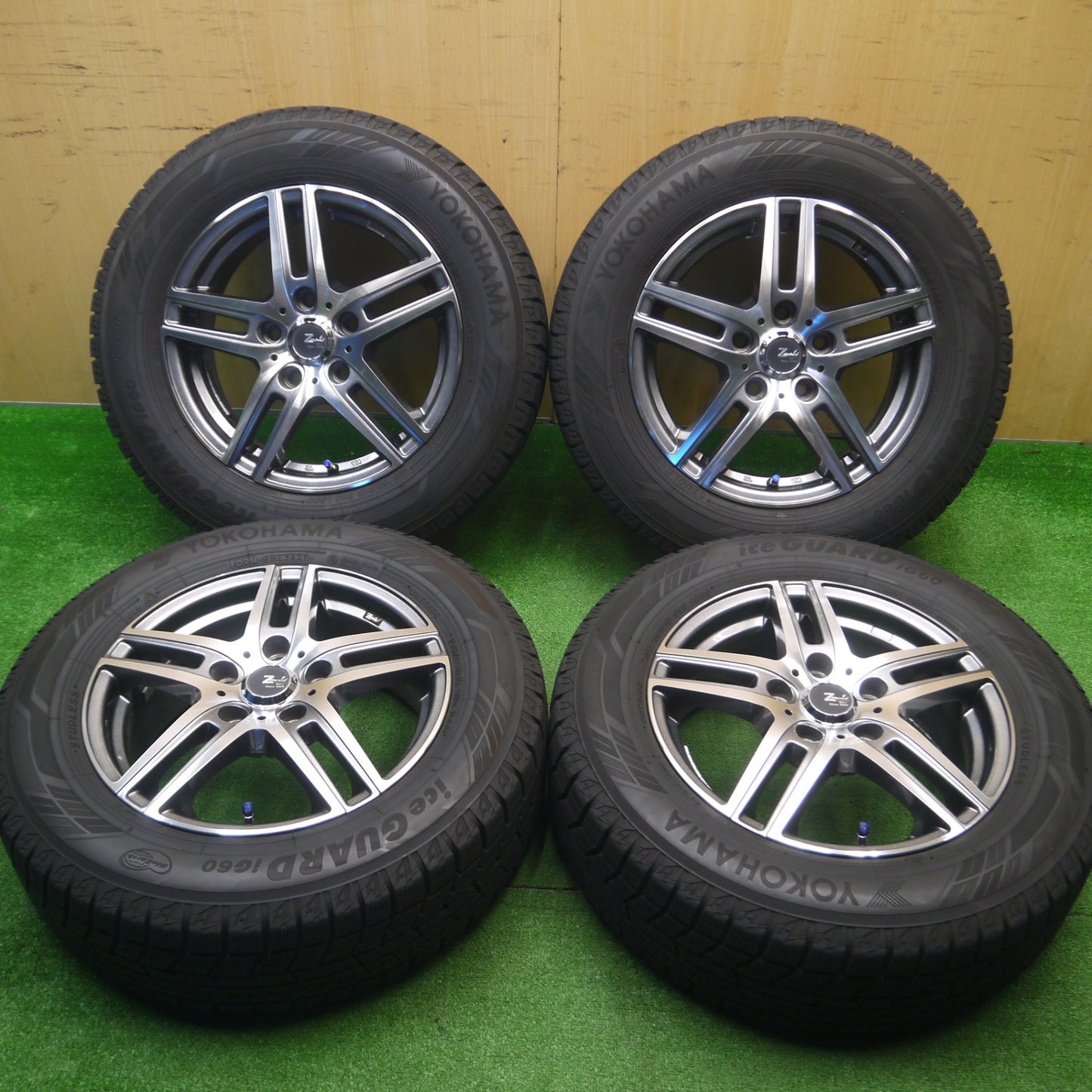 [送料無料] バリ溝！21年！キレイ！9.5分★スタッドレス 195/65R15 ヨコハマ アイスガード iG60 Zmeist VS-1 15インチ PCD114.3/5H★4102501Hス