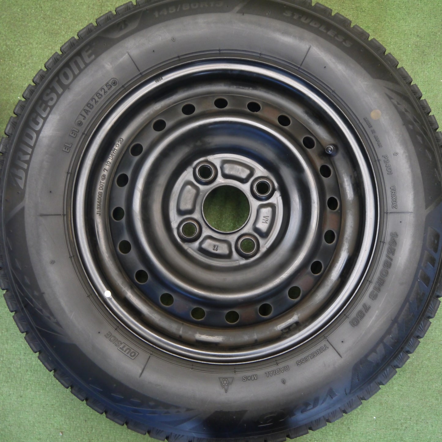 超バリ溝！25年！キレイ！ほぼ10分★スタッドレス 145/80R13 ブリヂストン ブリザック VRX3 スチール ホイール 13インチ PCD100/4H★6052606Hス