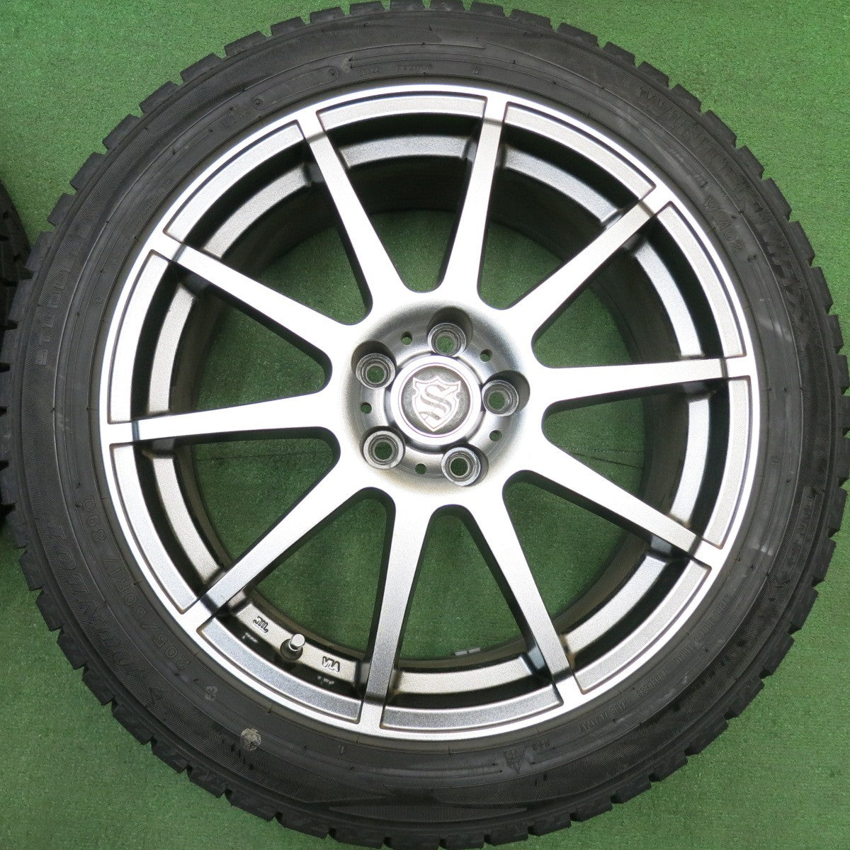 ほぼ未使用！キレイ★インプレッサ 等 205/50R17 スタッドレス ダンロップ ウインターマックス WM02 社外 アルミ 17インチ PCD100/5H★6021505HAス