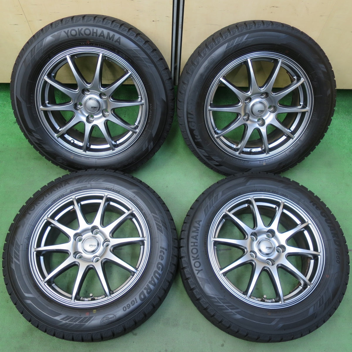 バリ溝！23年！キレイ！ほぼ10分★スタッドレス 205/60R16 ヨコハマ アイスガード iG60 SPORT ABELIA スポルト アベリア 16インチ PCD114.3/5H★5092001イス
