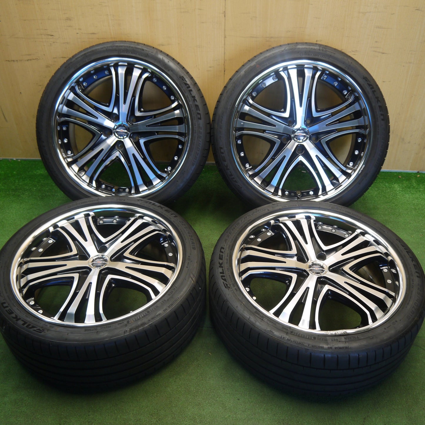 バリ溝！24年！9分◎Shallen XV-77 225/40R19 ファルケン AZENIS FK520L シャレン 19インチ PCD114.3/5H◎6061009Hノ